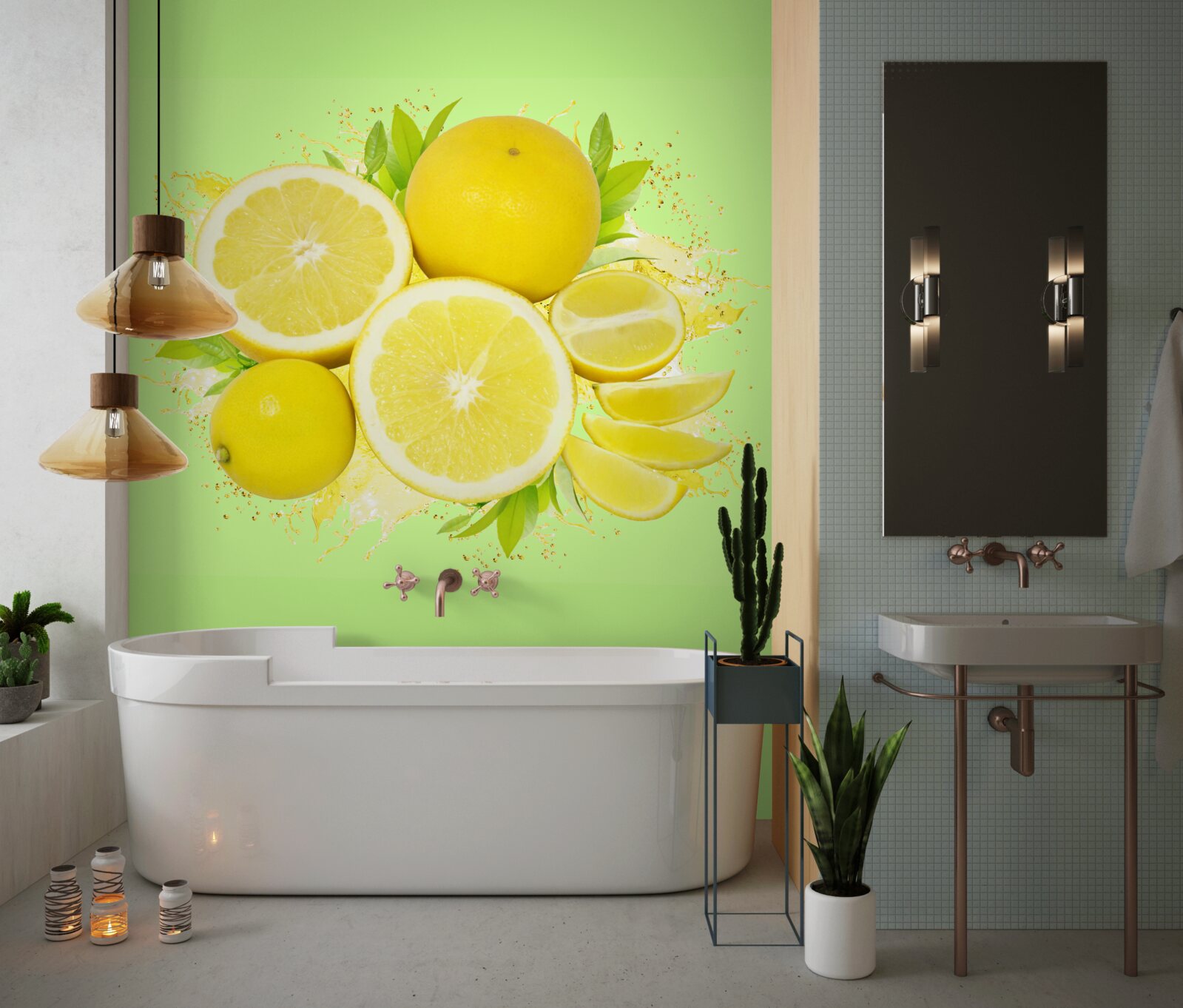 Papier peint citrons jaunes ensoleillés