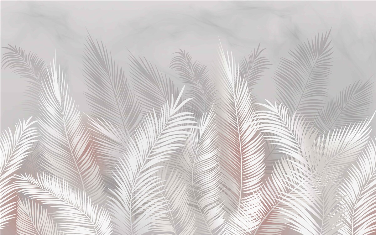 Papier peint feuilles de palmier sur une surface claire