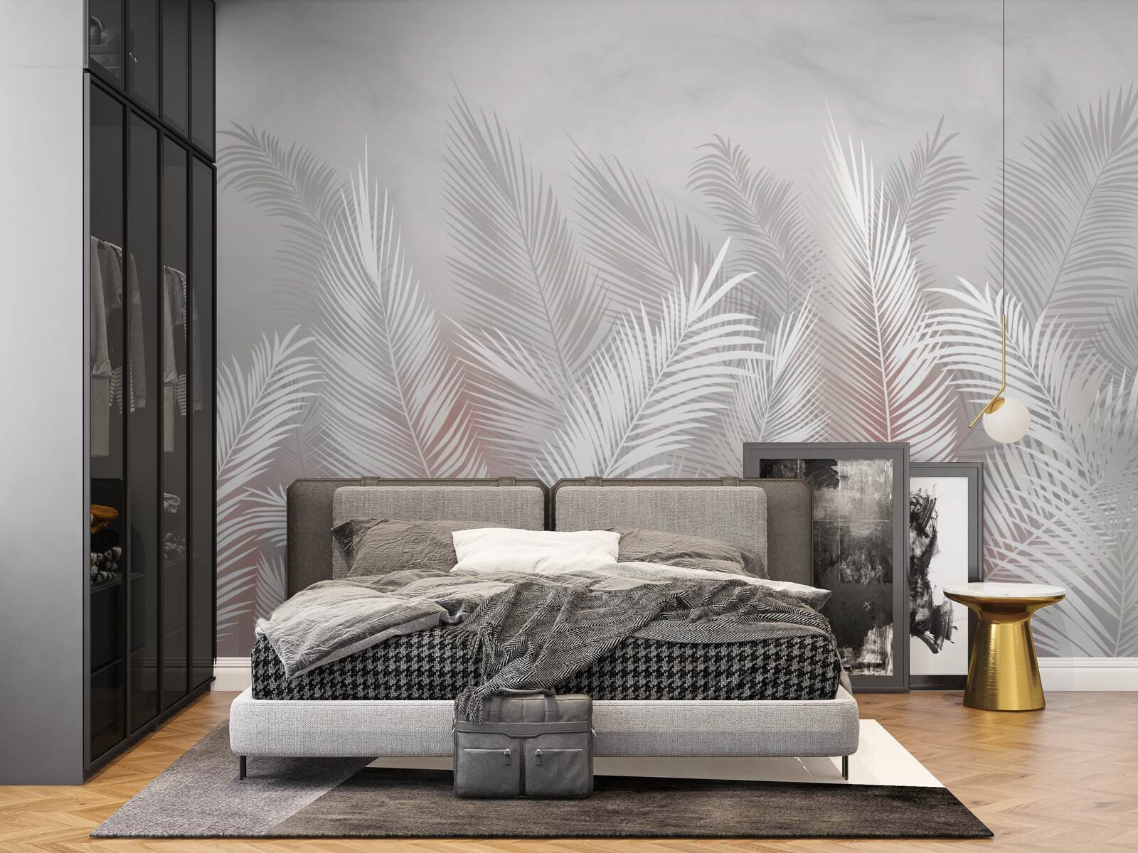 Papier peint feuilles de palmier sur une surface claire