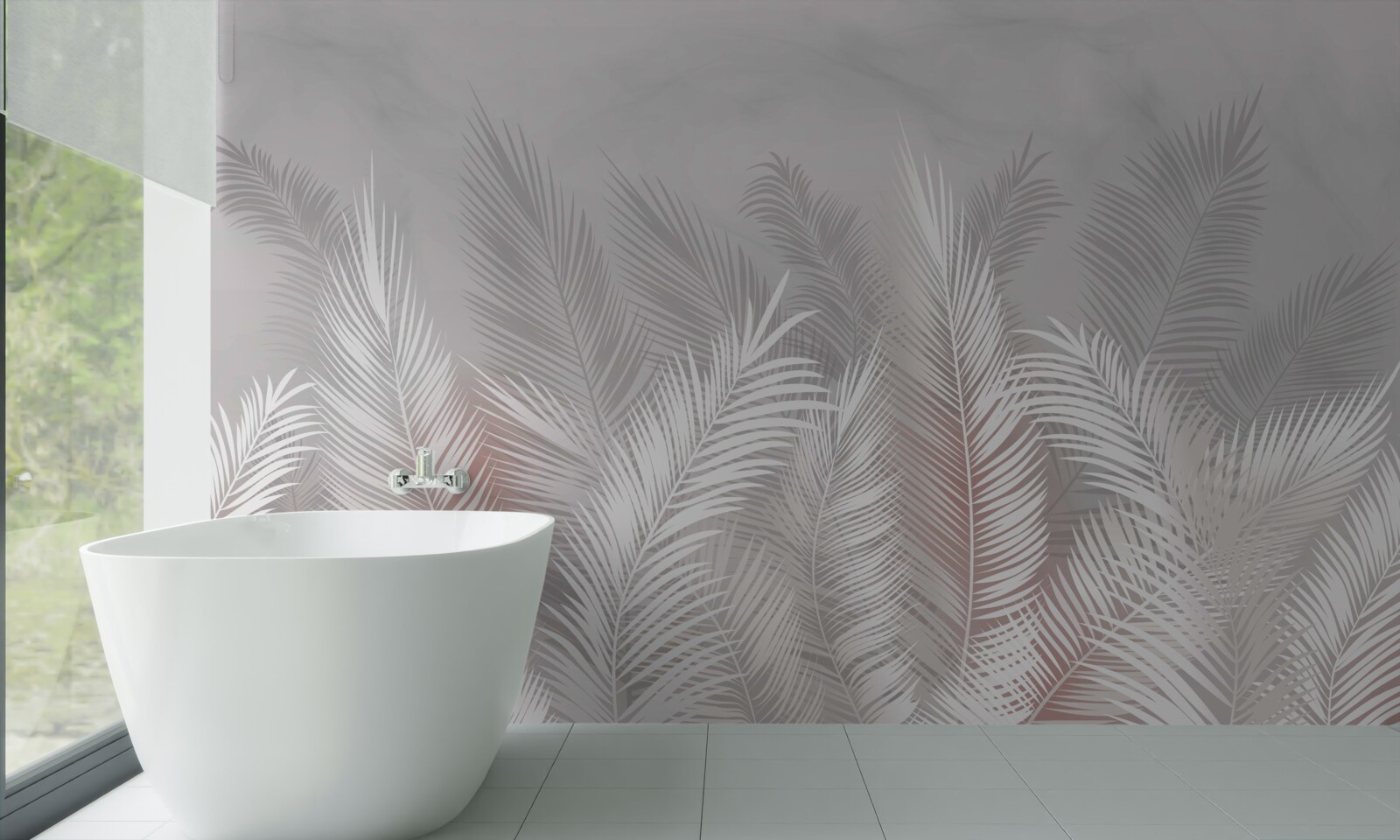 Papier peint feuilles de palmier sur une surface claire