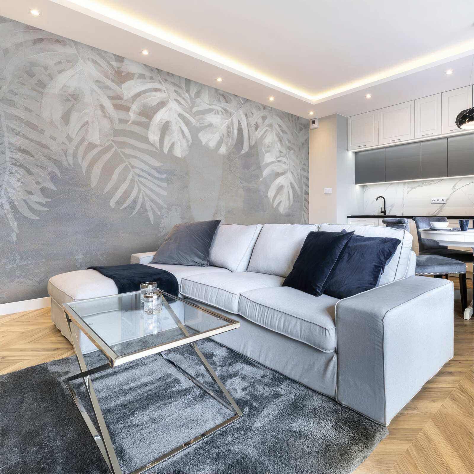 Papier peint feuilles de palmier blanc