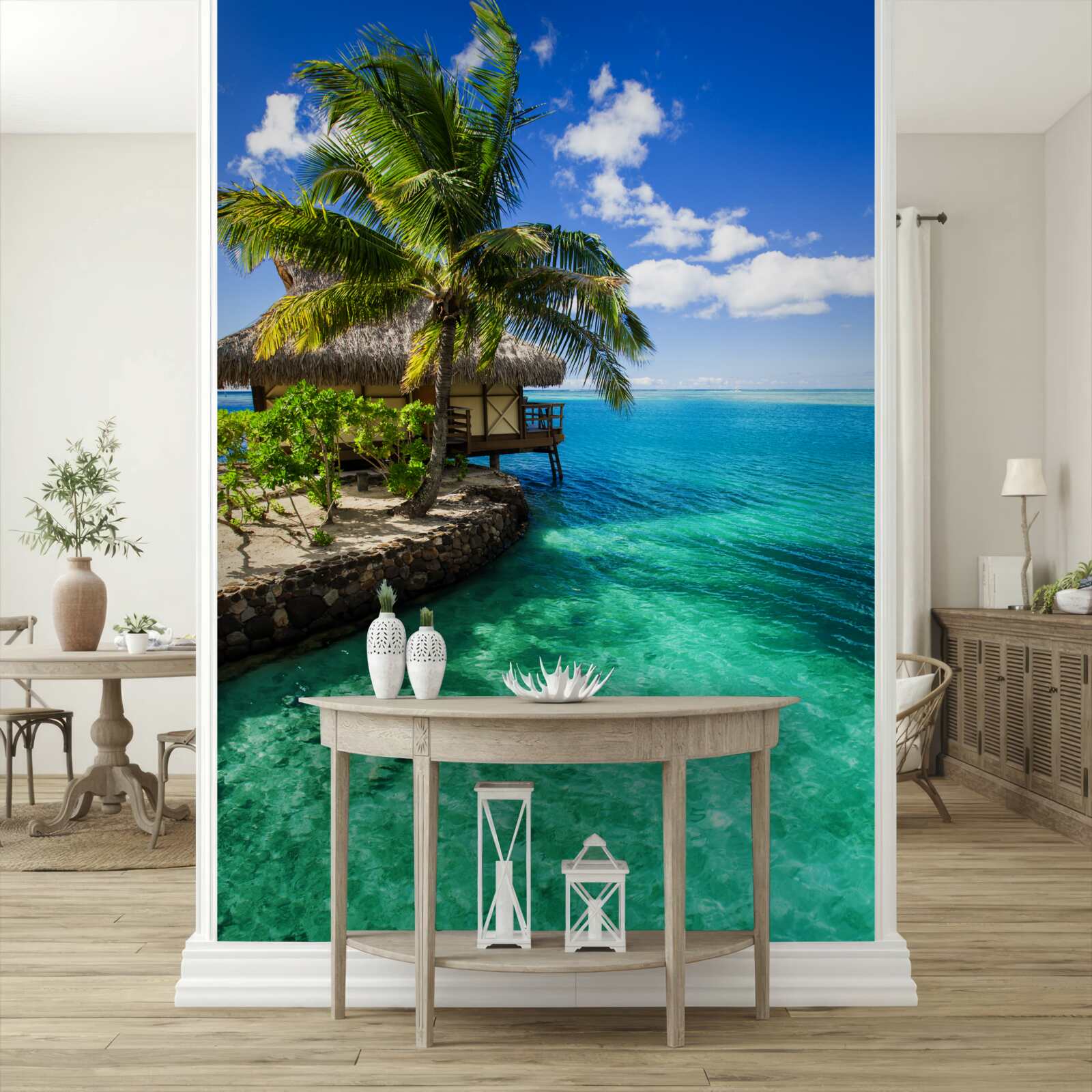 Papier peint maison de plage aux maldives