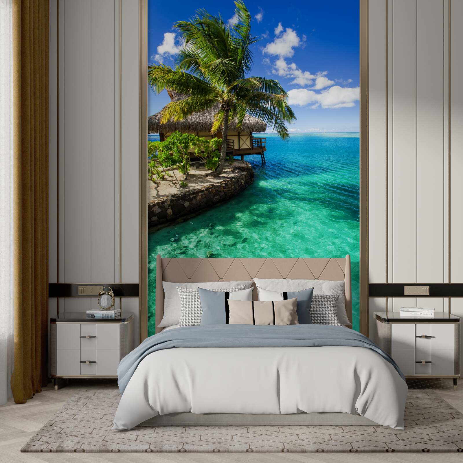 Papier peint maison de plage aux maldives