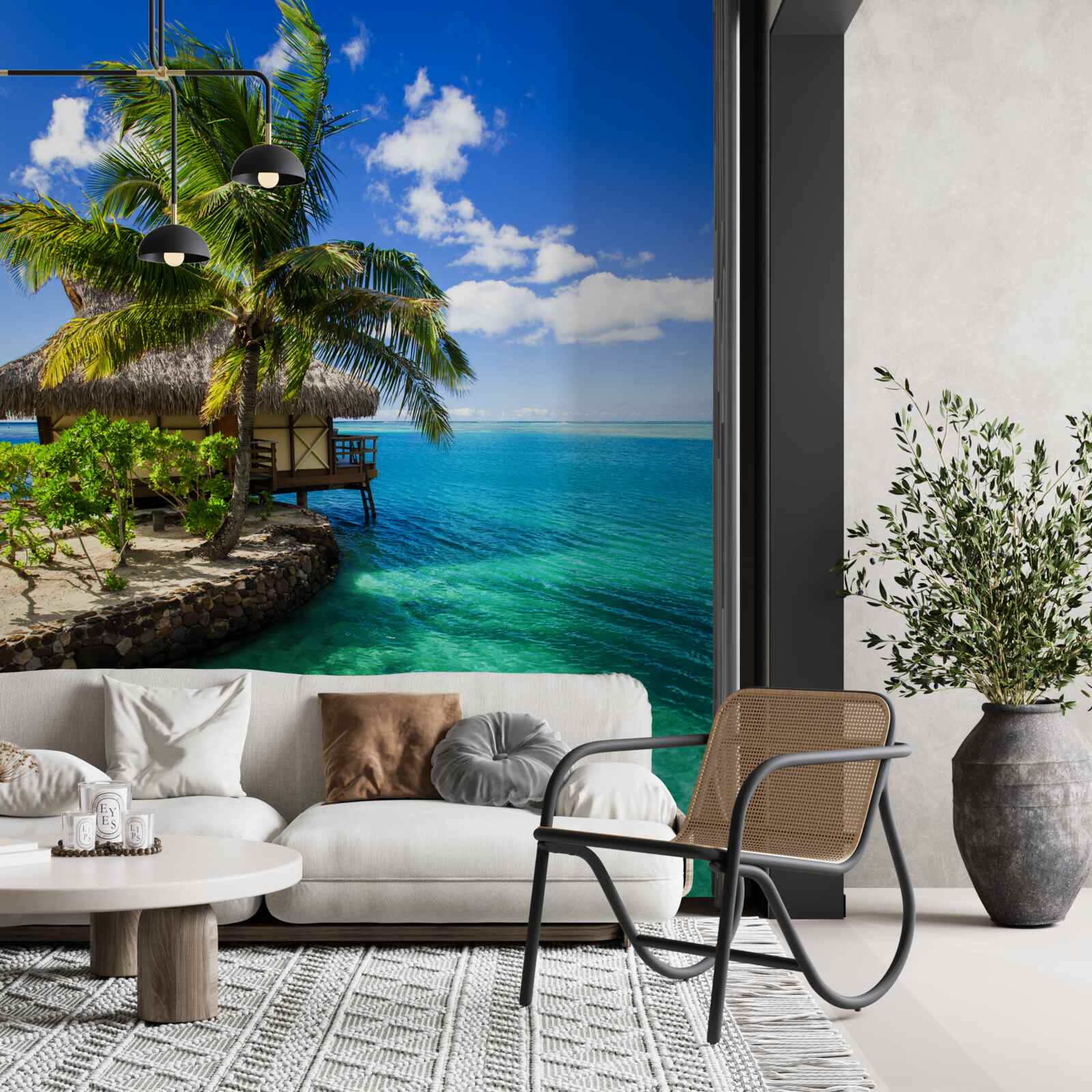 Papier peint maison de plage aux maldives