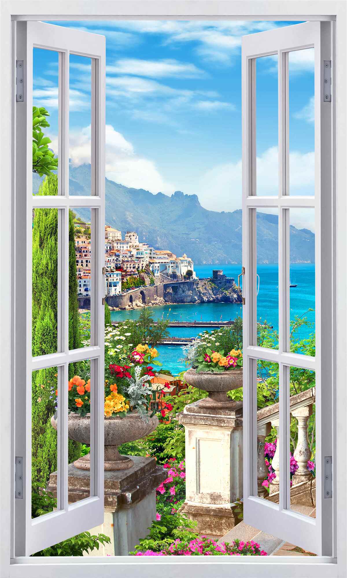 Papier peint une vue pittoresque depuis la fenêtre