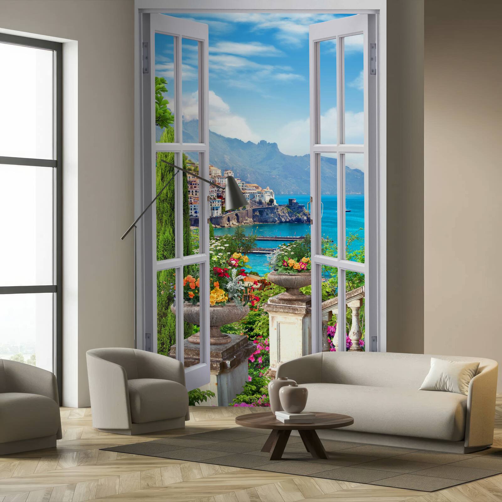 Papier peint une vue pittoresque depuis la fenêtre