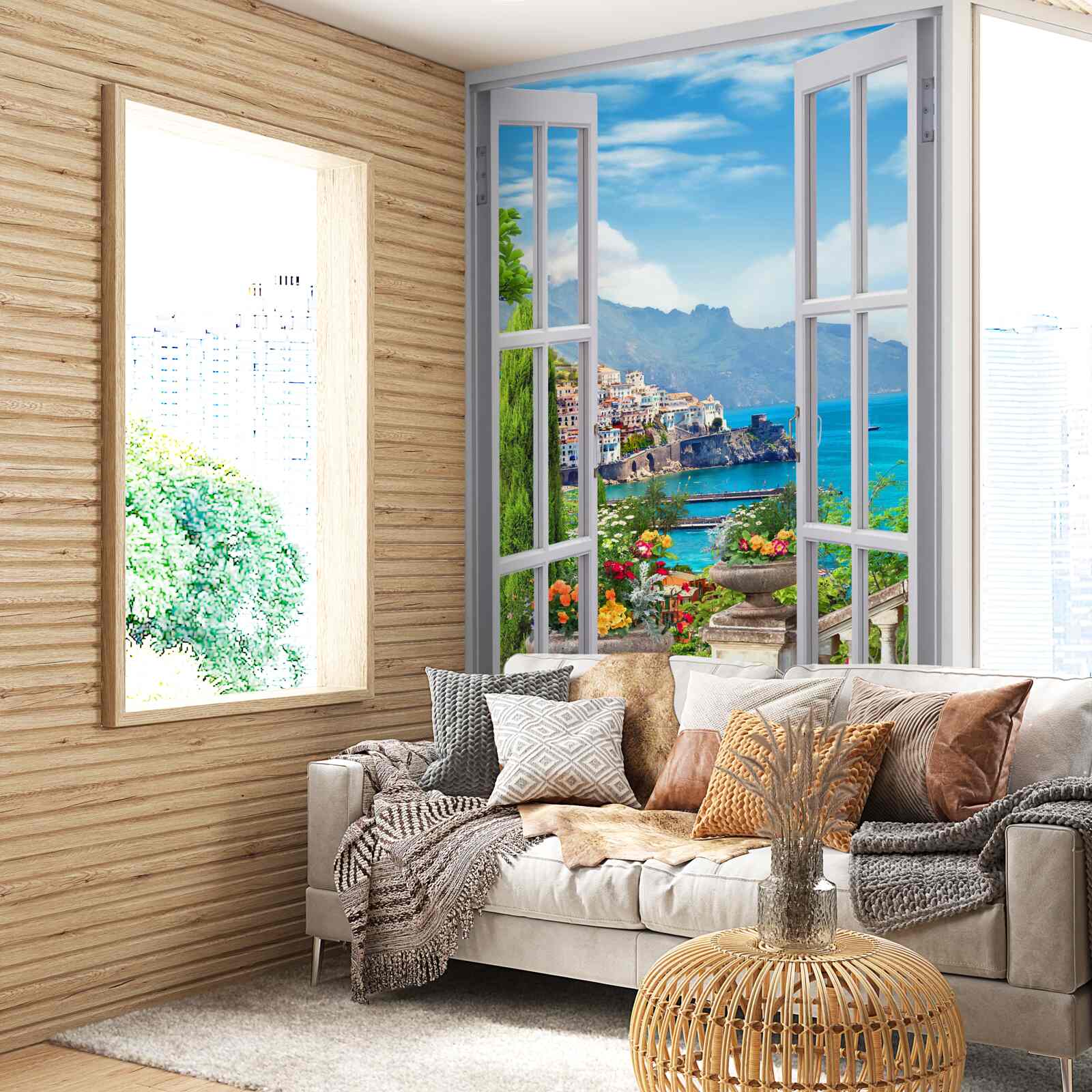 Papier peint une vue pittoresque depuis la fenêtre