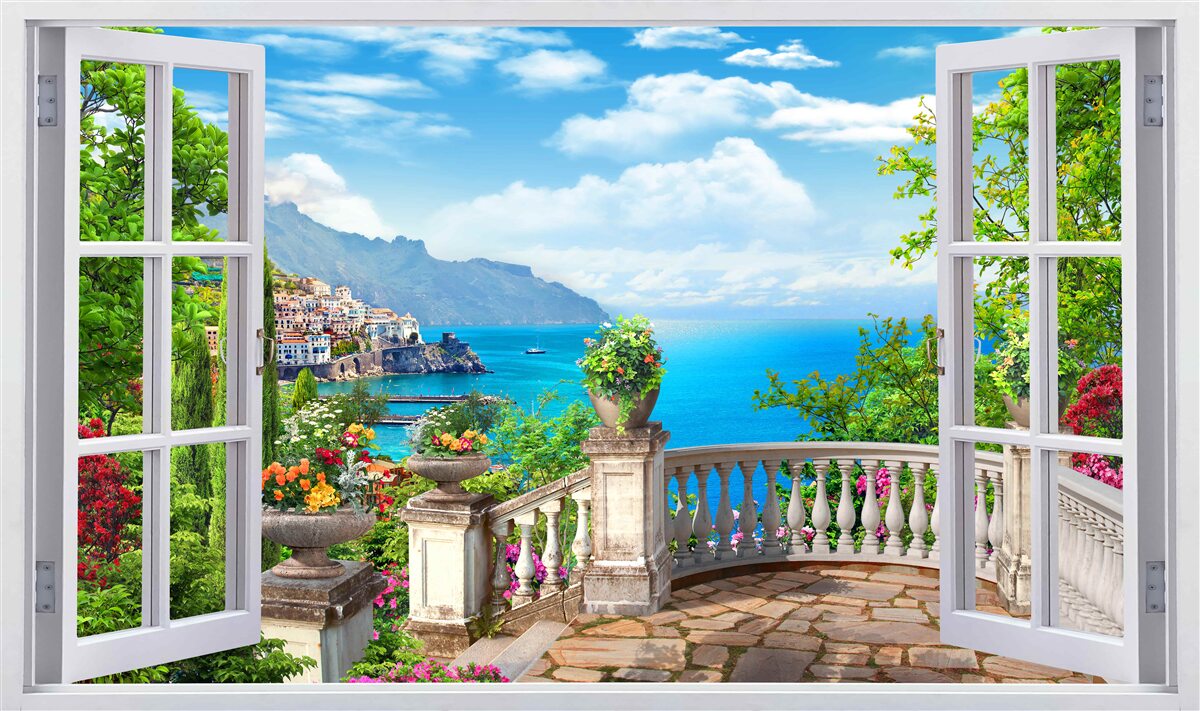 Papier peint appartement forestier avec véranda