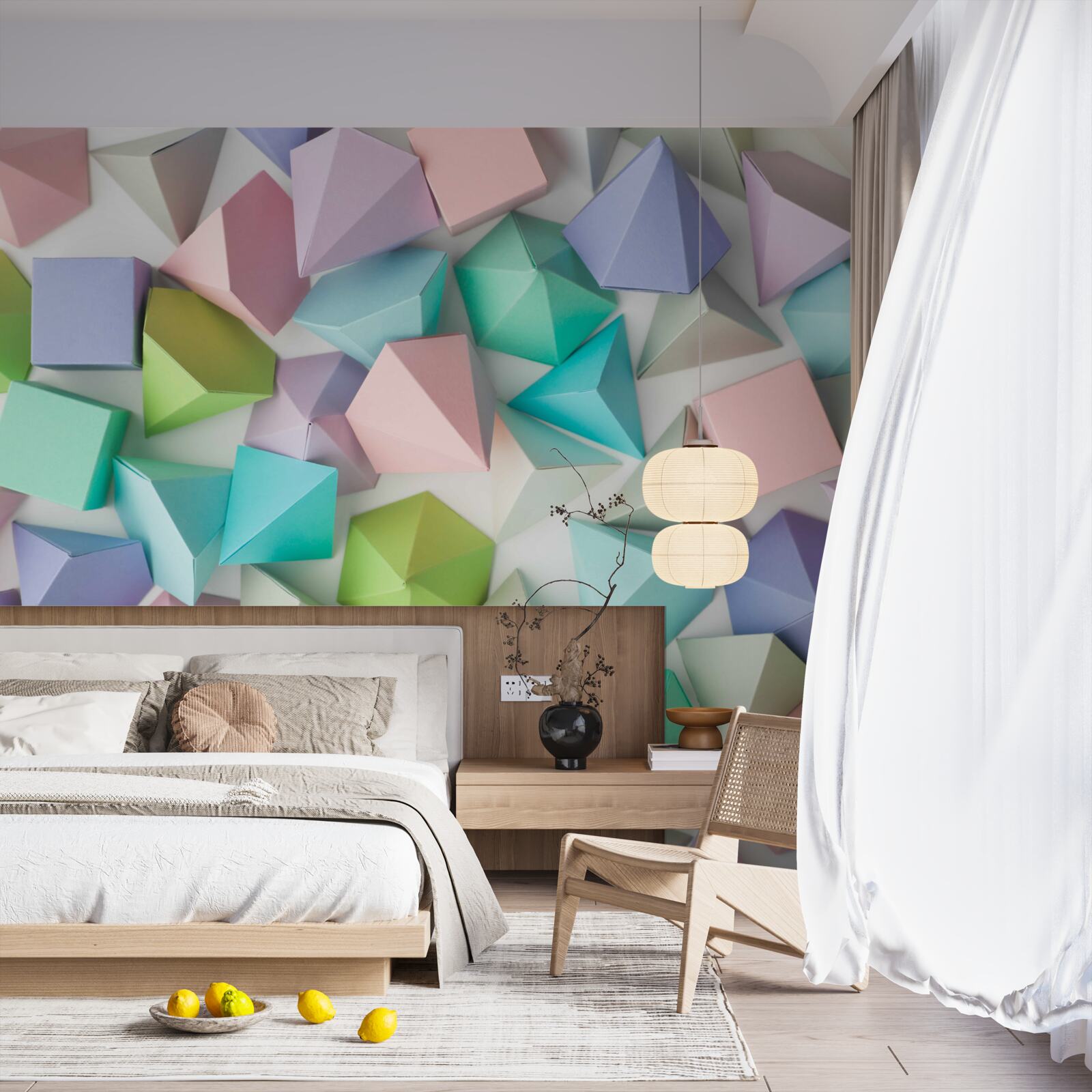 Papier peint des figures volumétriques de couleurs et de formes variées