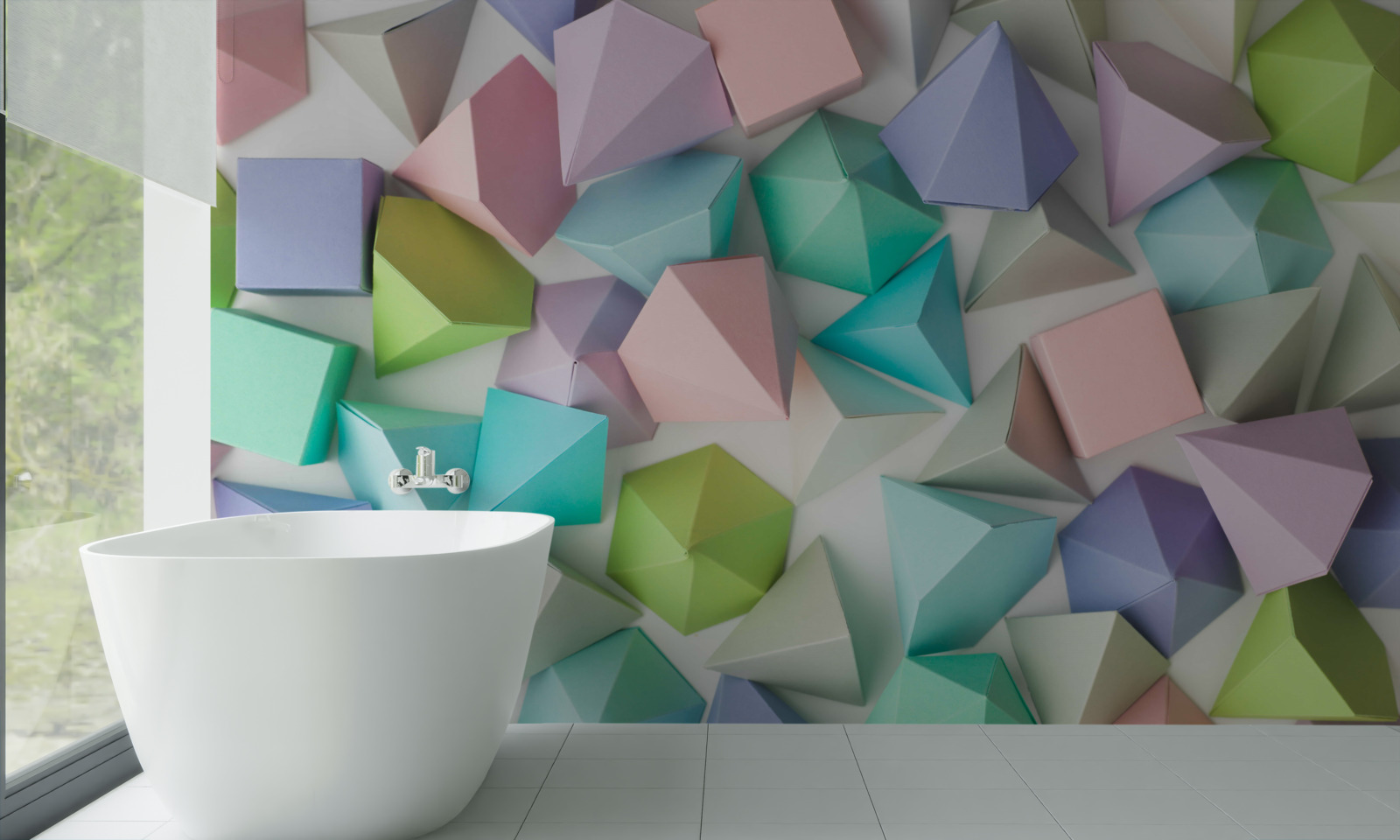 Papier peint des figures volumétriques de couleurs et de formes variées