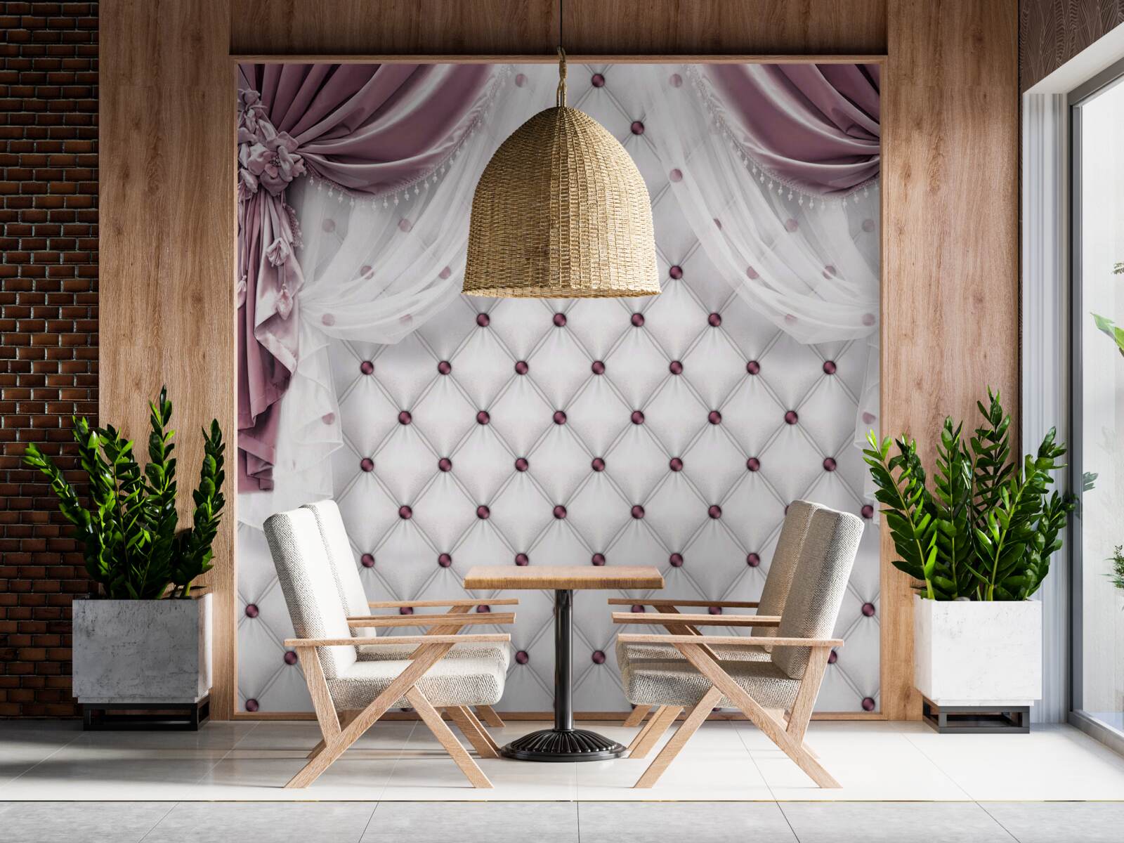 Papier peint rideaux lavande