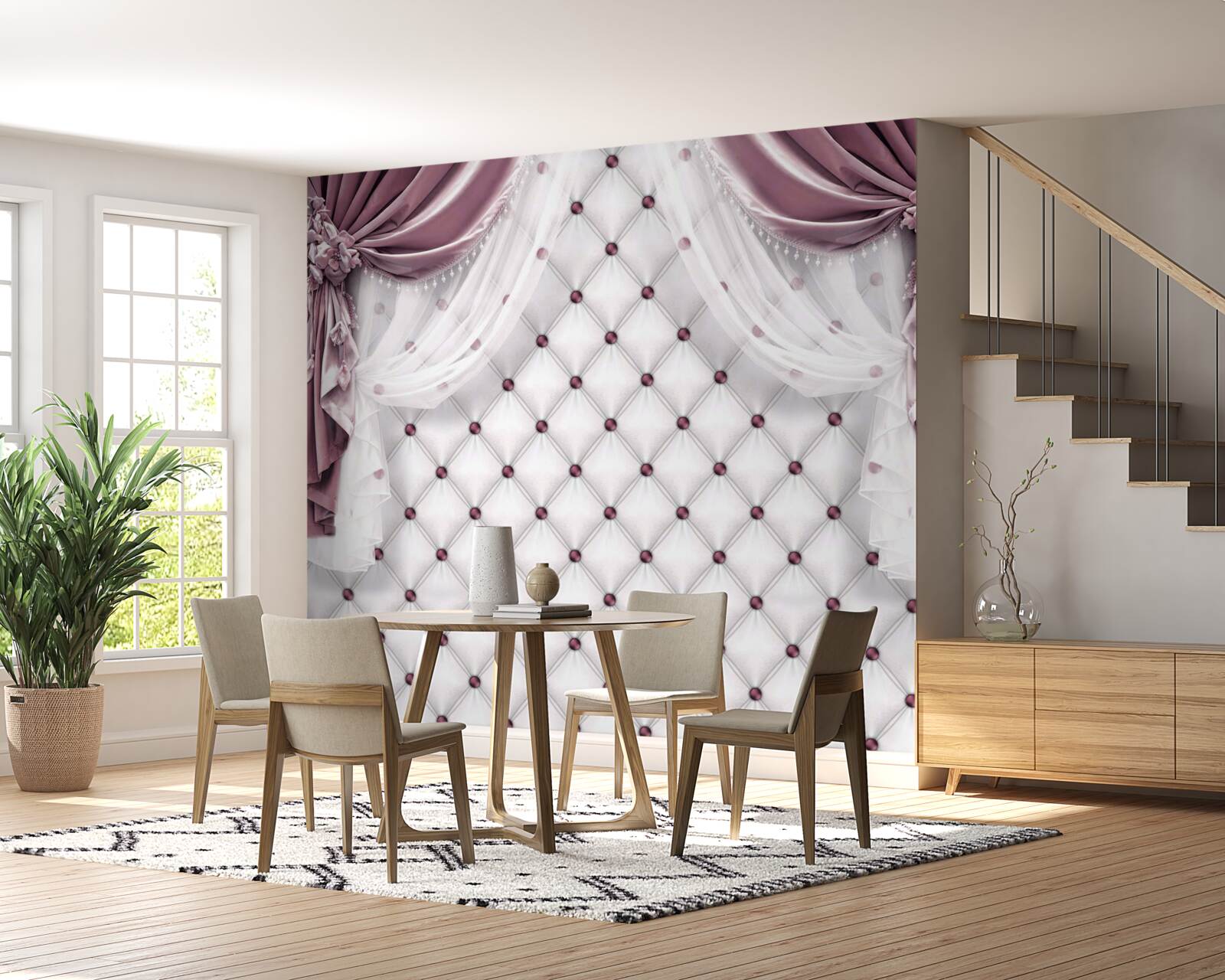 Papier peint rideaux lavande