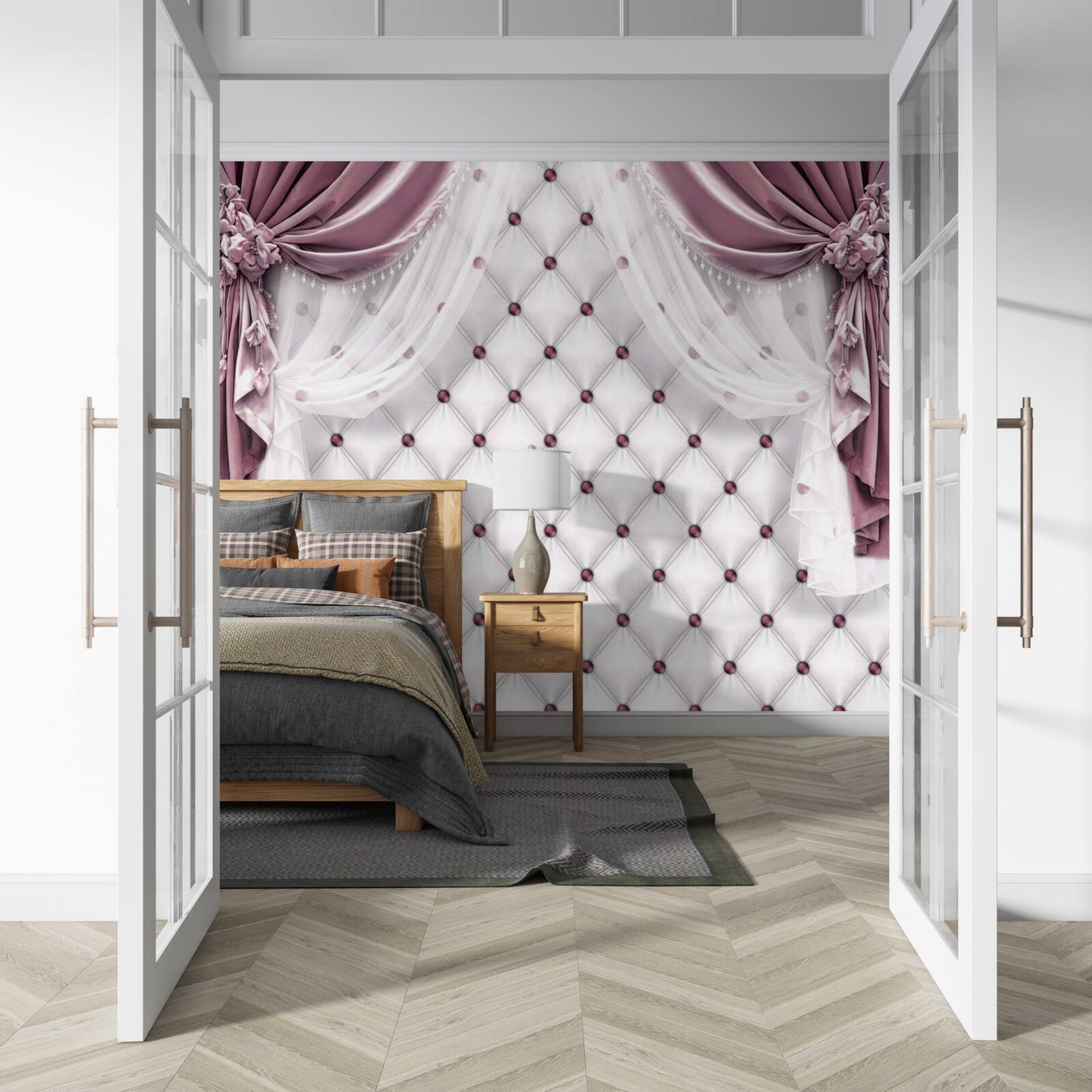 Papier peint rideaux lavande