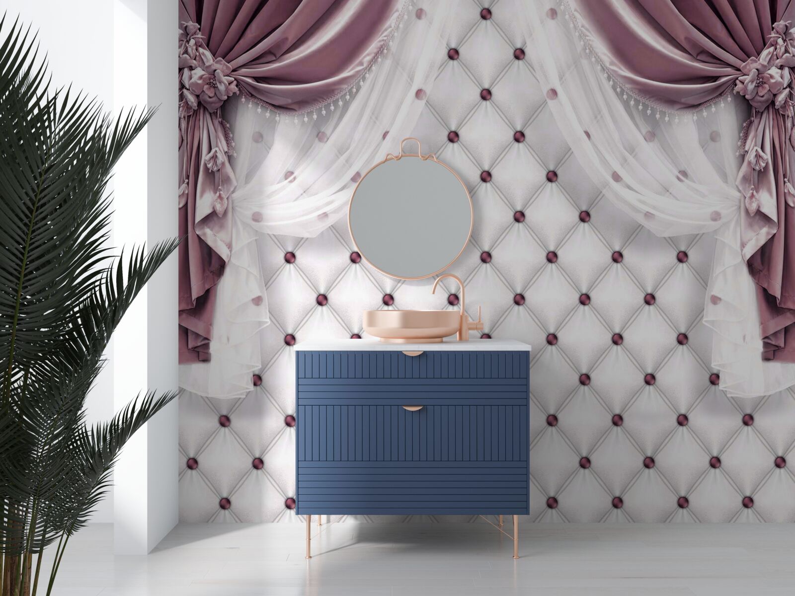 Papier peint rideaux lavande