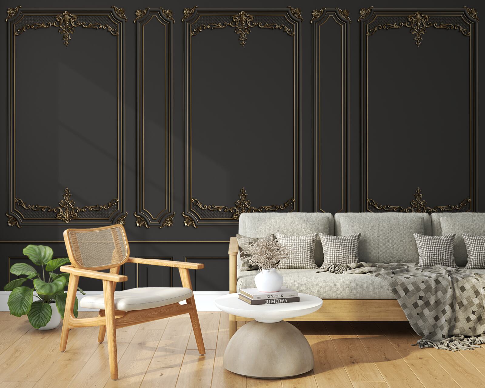 Papier peint mur intérieur traditionnel