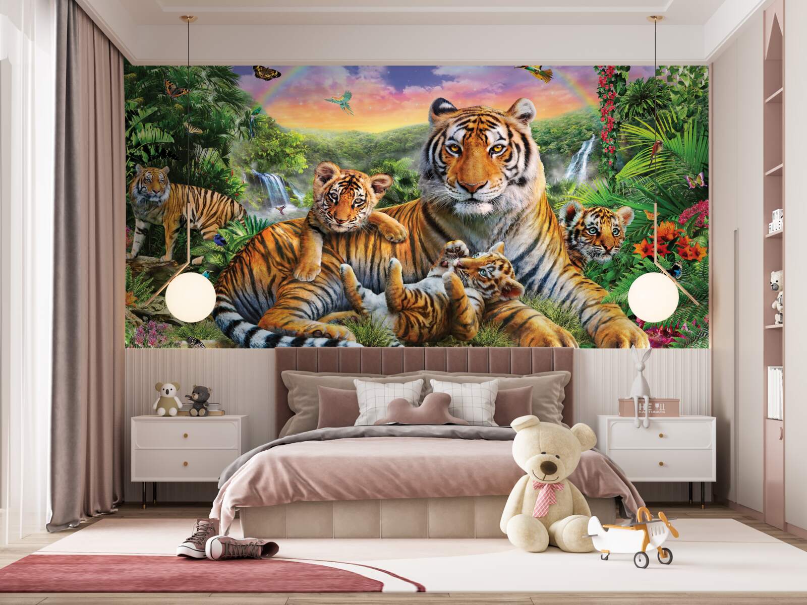 Papier peint famille tigre