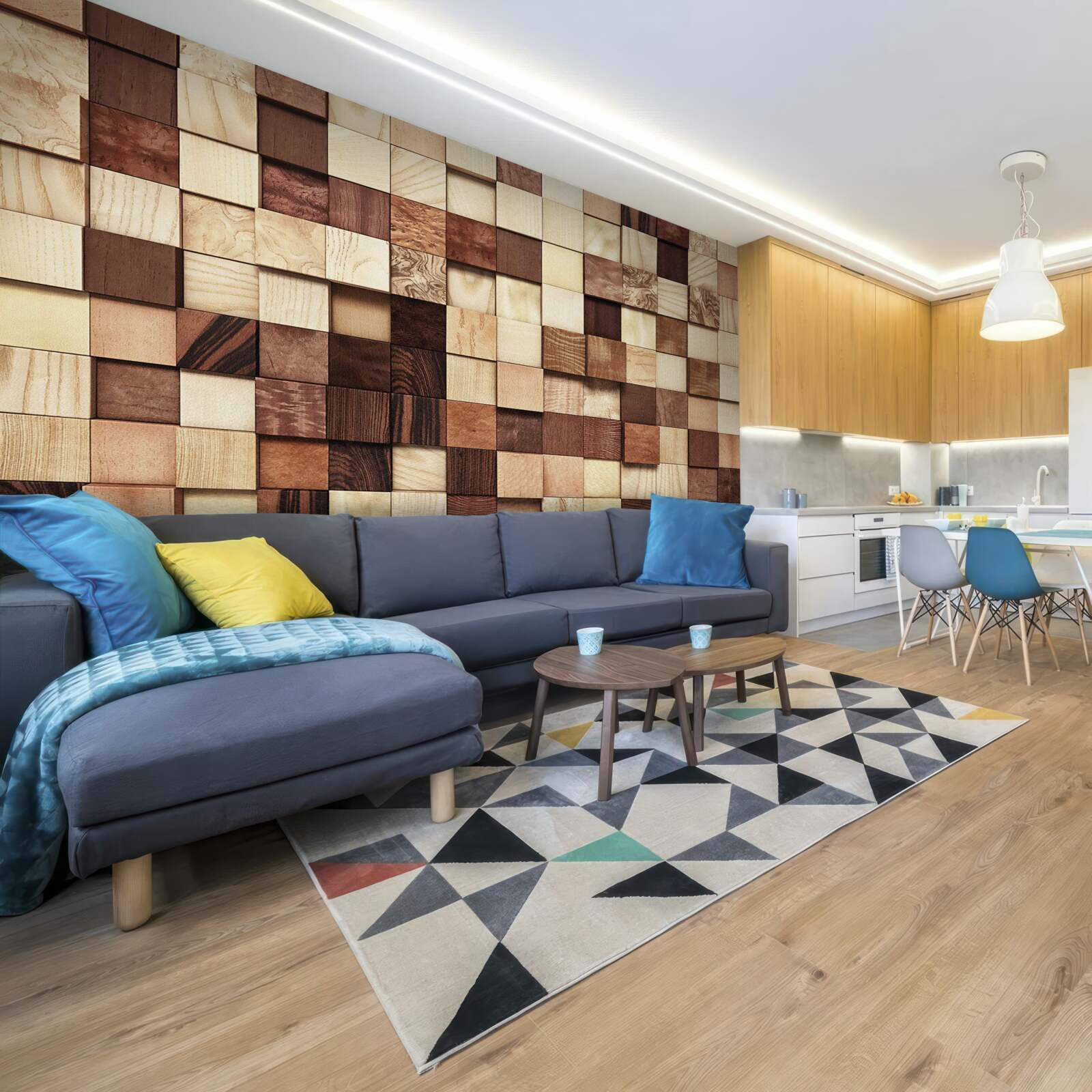 Papier peint petits carrés de différentes couleurs