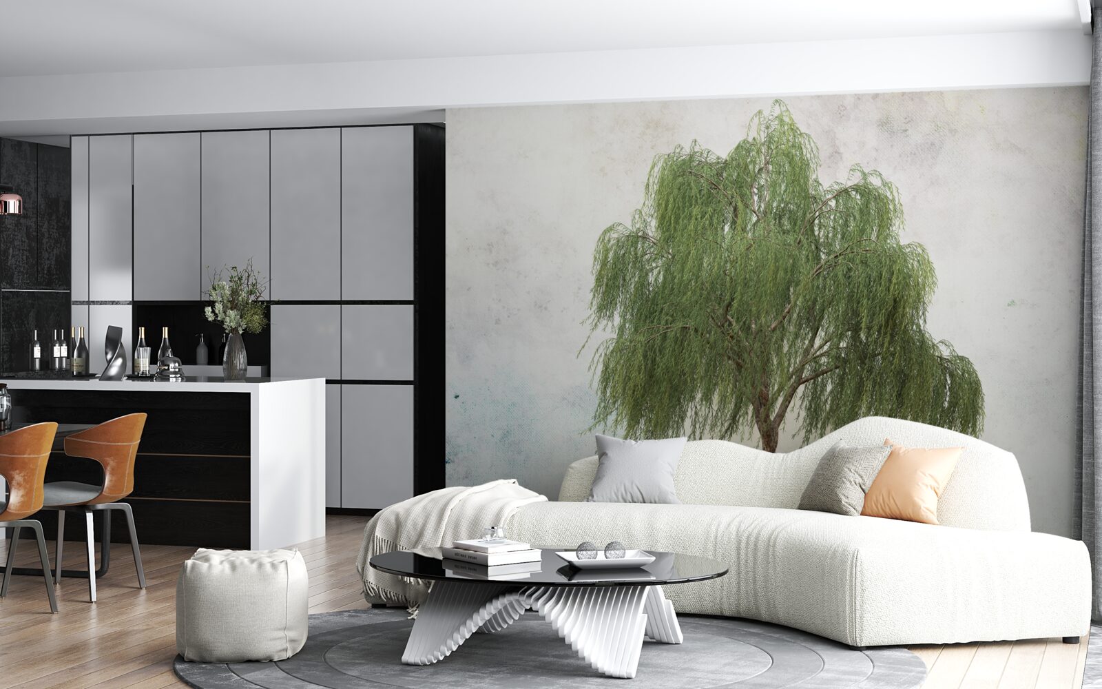 Papier peint saule pleureur