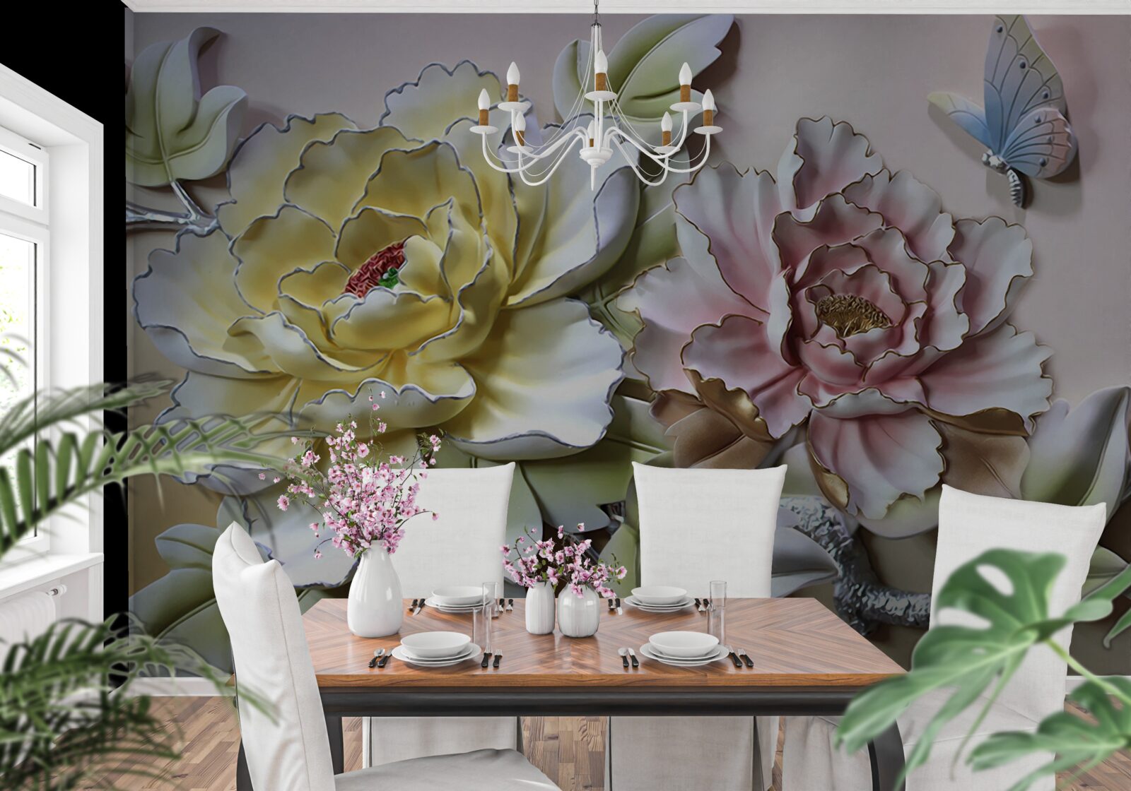 Papier peint fleurs magiques