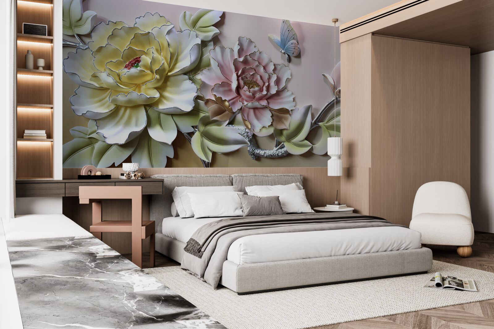 Papier peint fleurs magiques