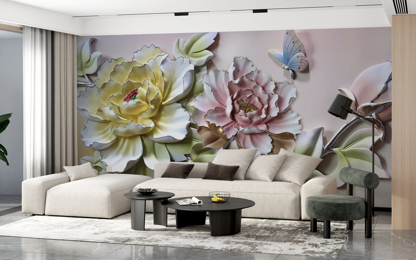 Papier peint fleurs magiques