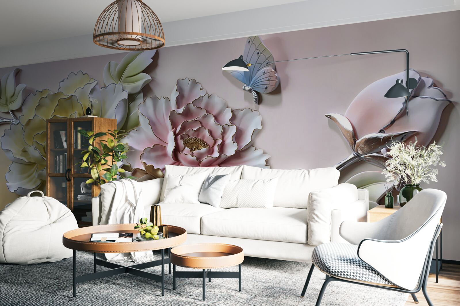 Papier peint fleurs magiques