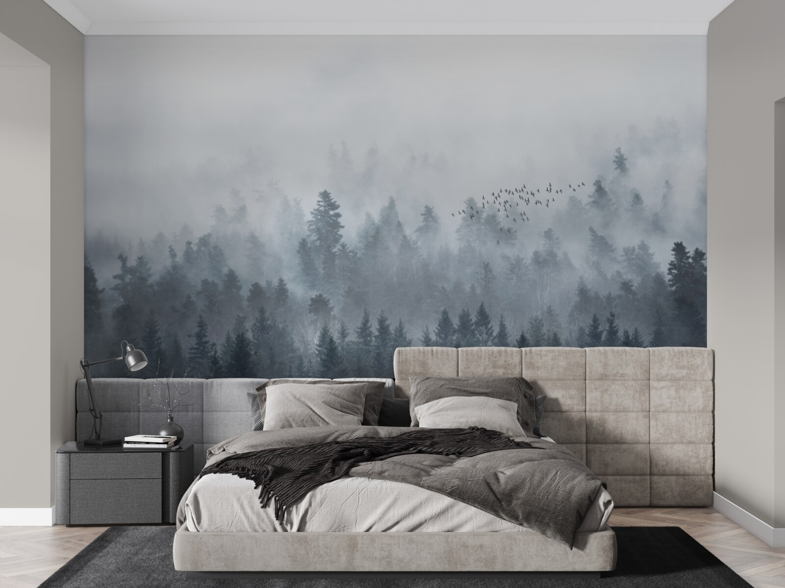 Papier peint forêt enveloppée de brume