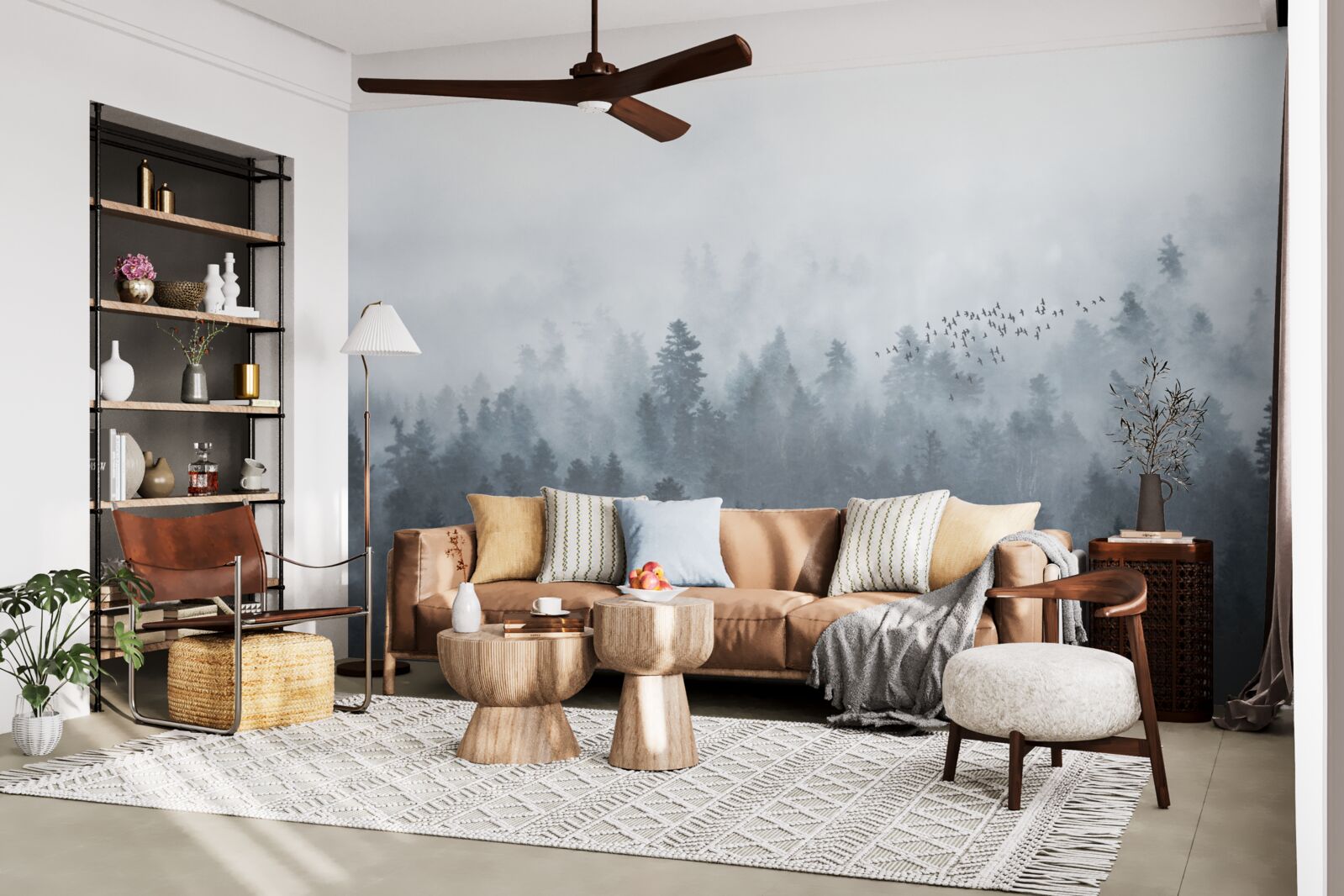 Papier peint forêt enveloppée de brume