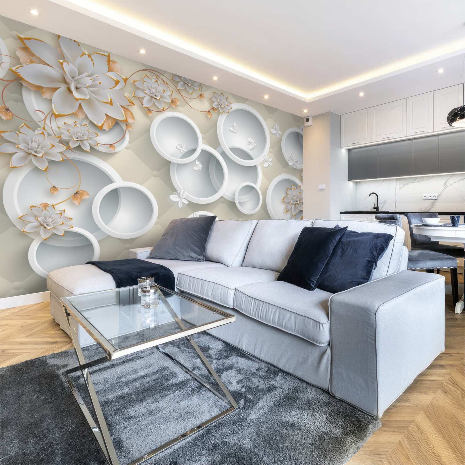 Papier peint fond clair avec cercles blancs