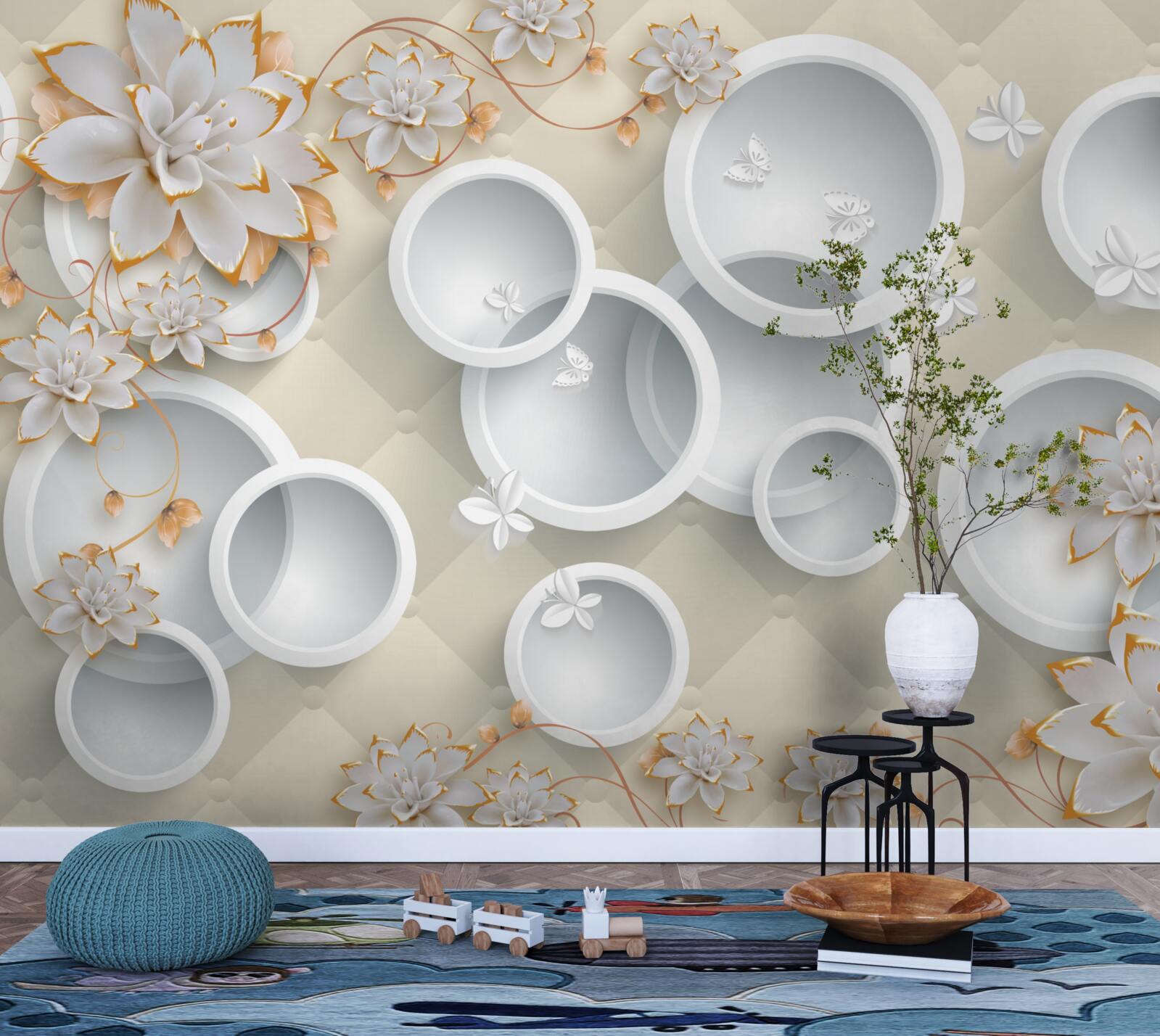 Papier peint fond clair avec cercles blancs