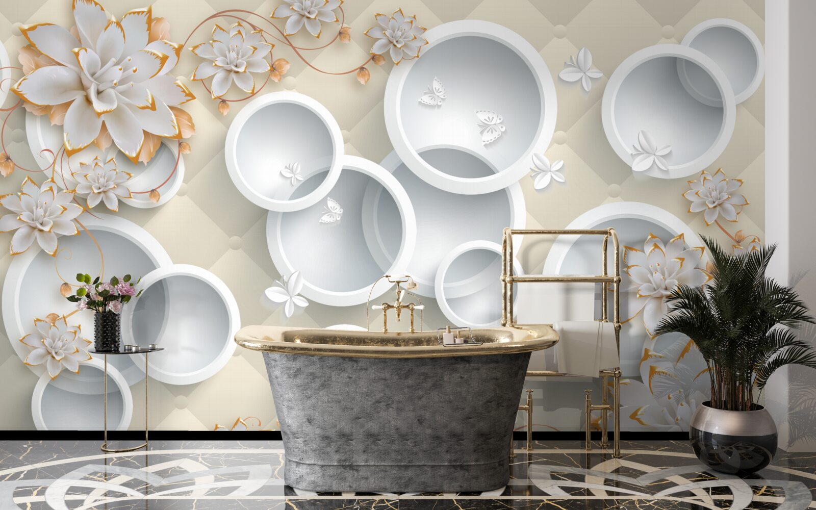 Papier peint fond clair avec cercles blancs