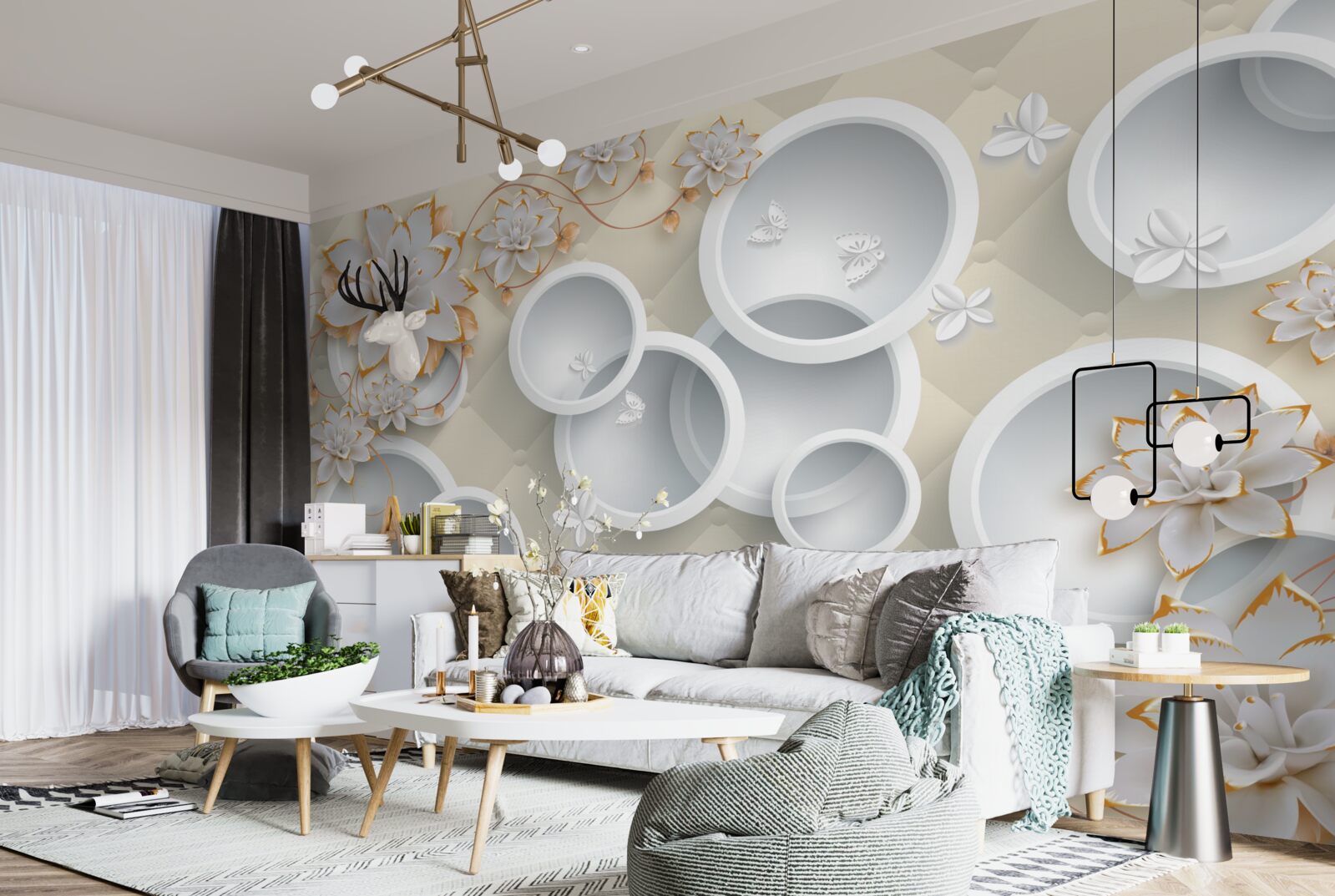 Papier peint fond clair avec cercles blancs