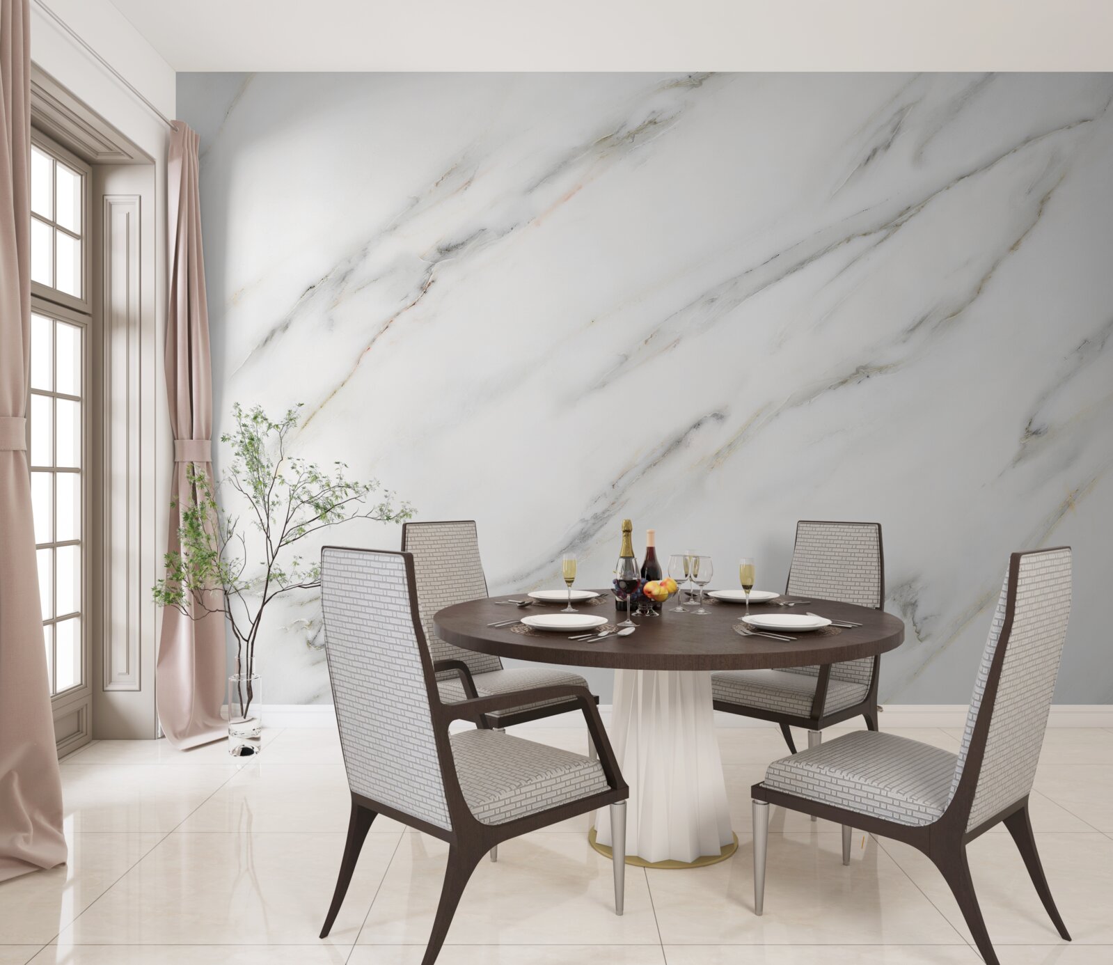 Papier peint fond avec motif de marbre blanc et gris