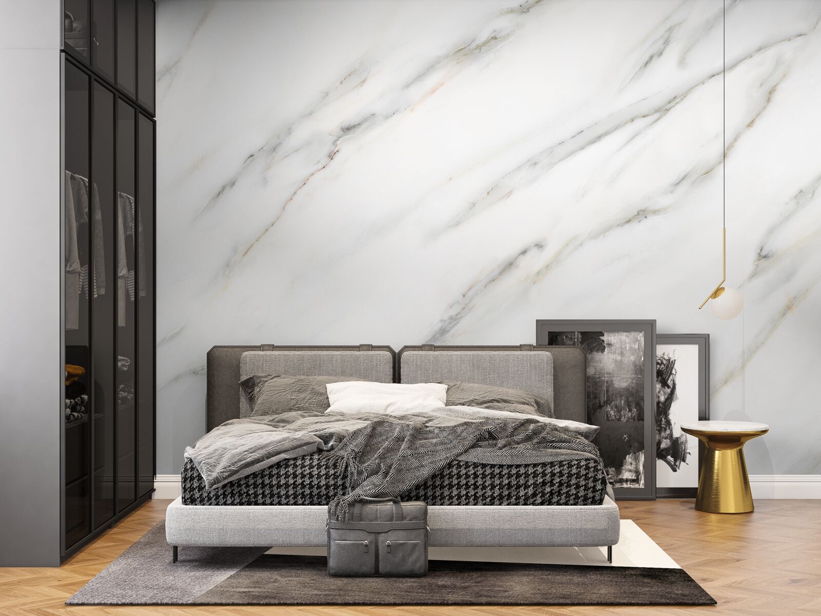 Papier peint fond avec motif de marbre blanc et gris