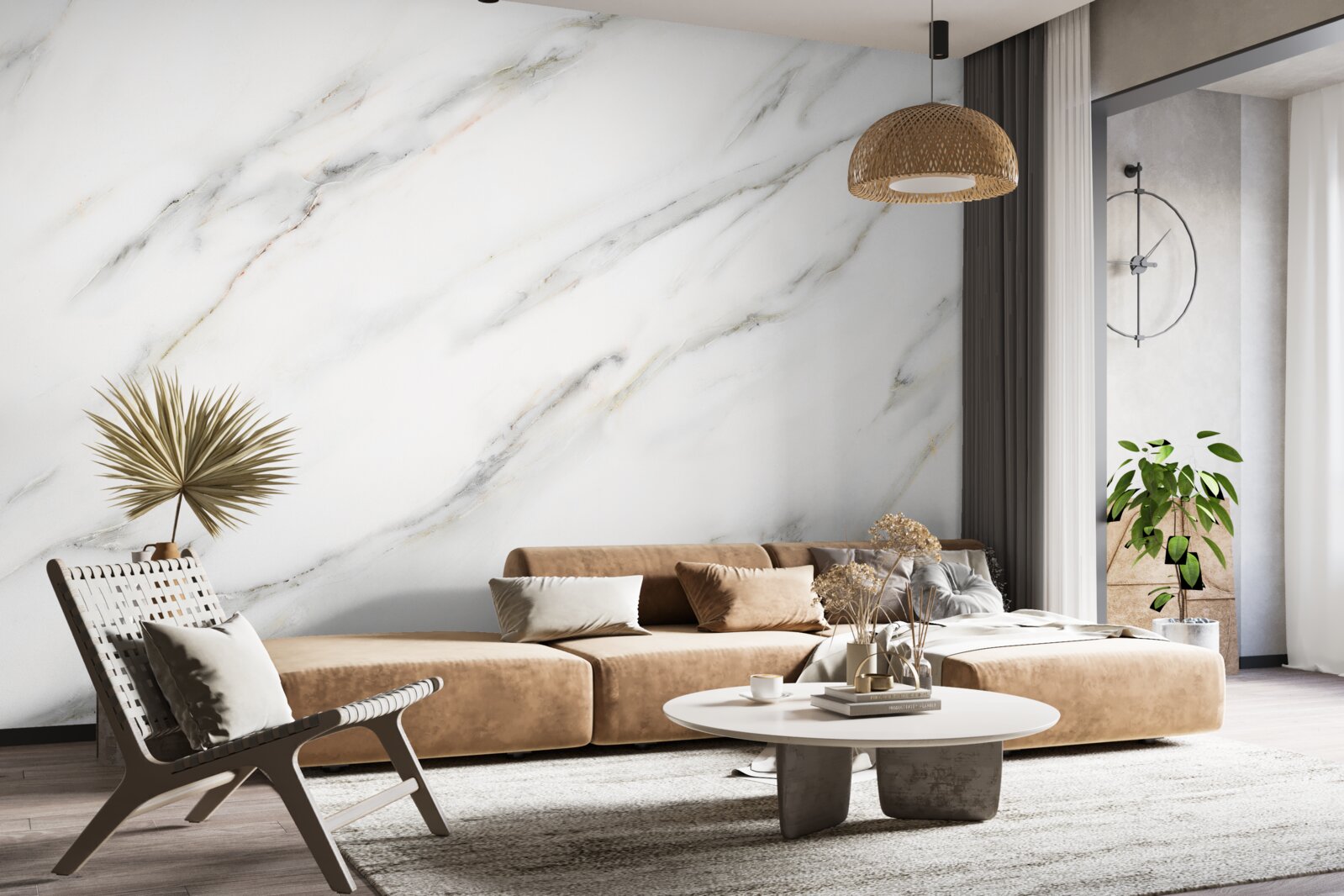 Papier peint fond avec motif de marbre blanc et gris