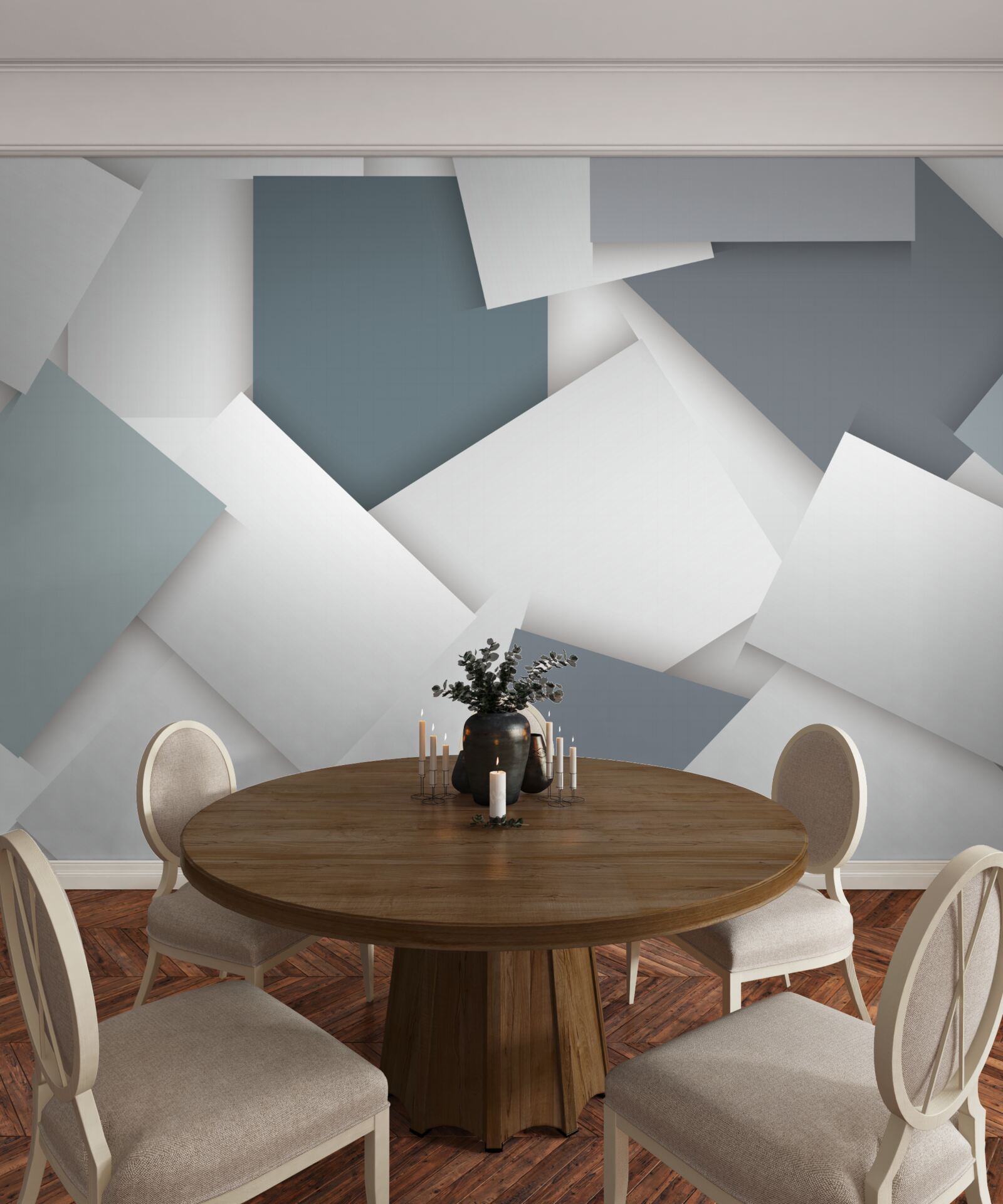 Papier peint les carrés sont blancs et gris