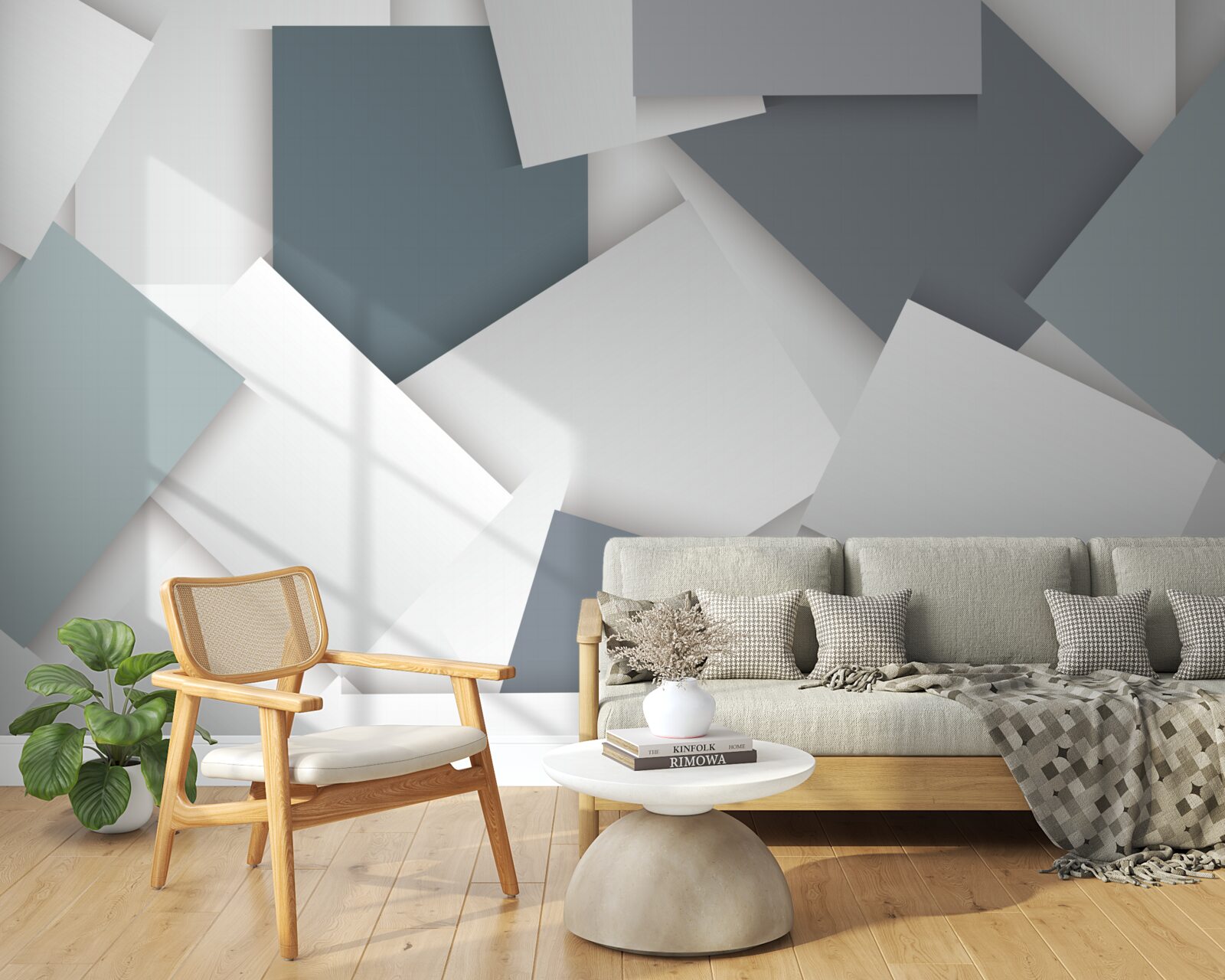 Papier peint les carrés sont blancs et gris