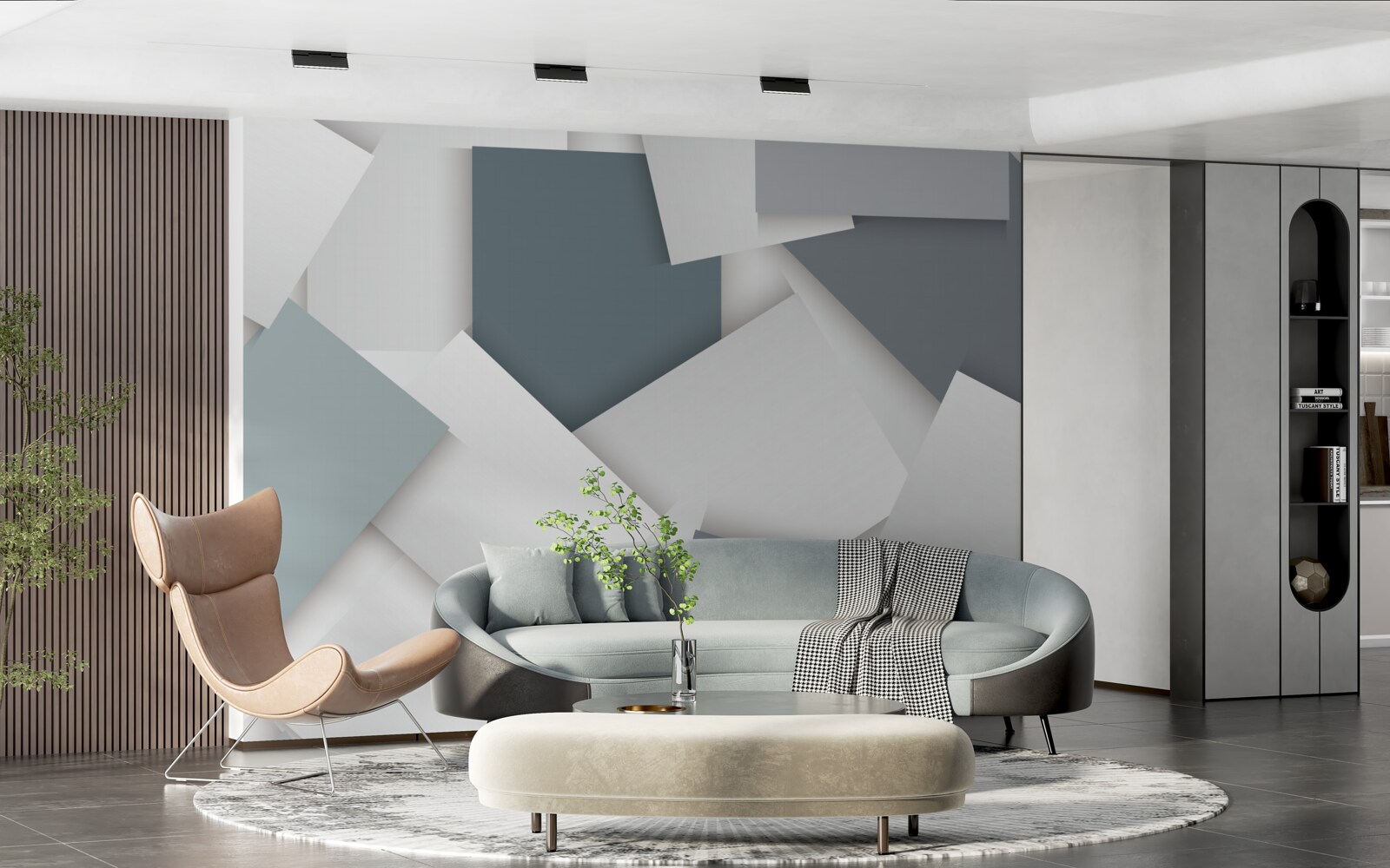 Papier peint les carrés sont blancs et gris