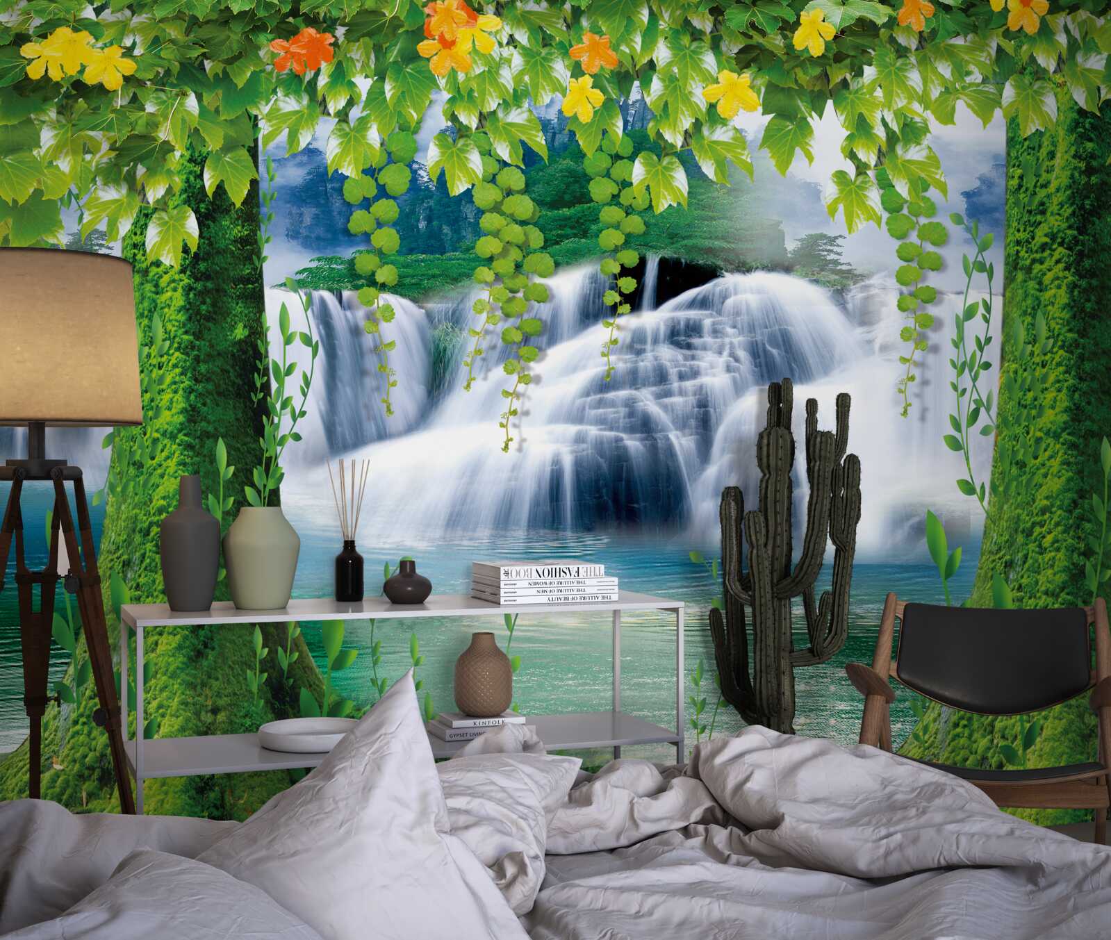 Papier peint belles chutes d'eau en escalier