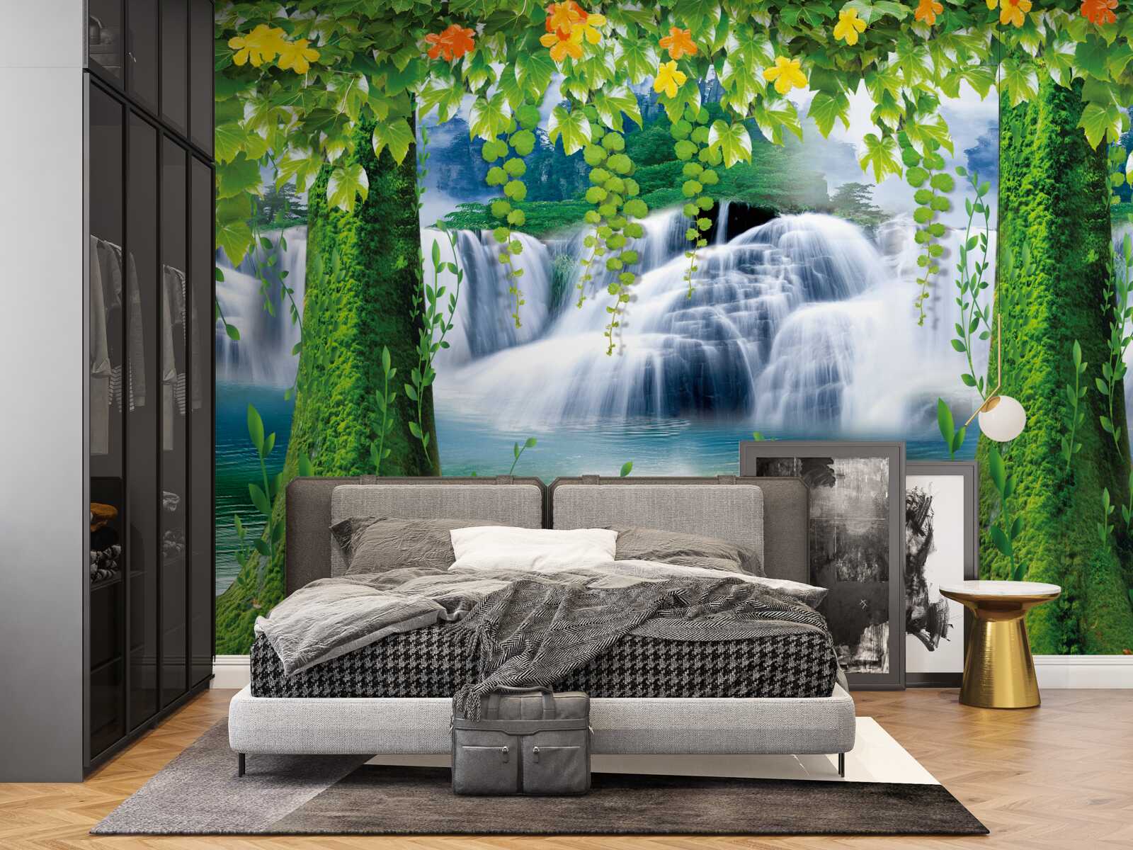 Papier peint belles chutes d'eau en escalier