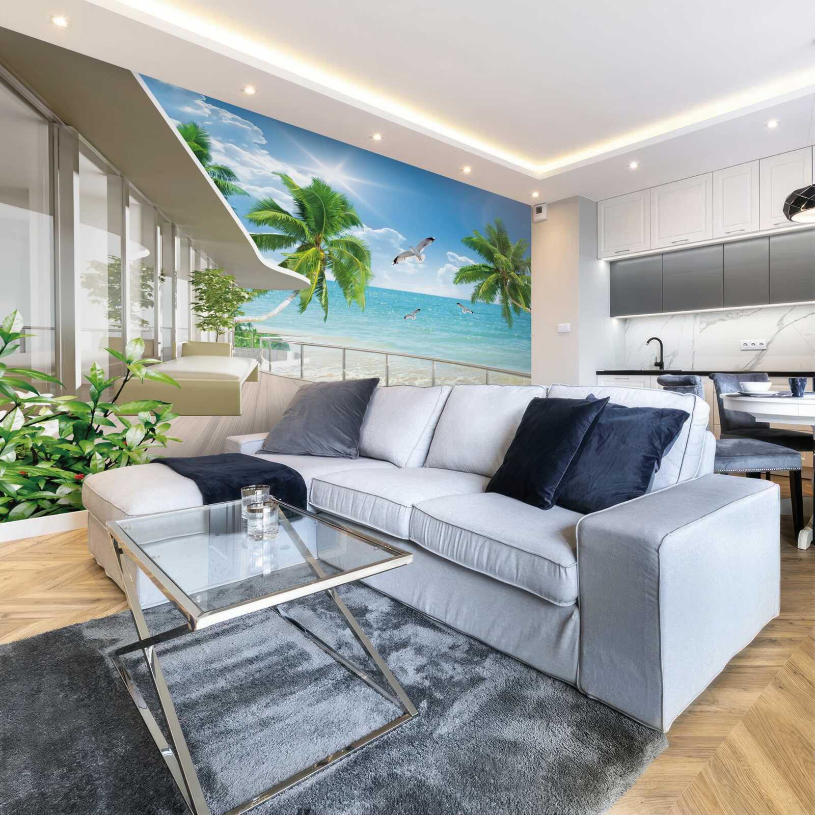 Papier peint villa de luxe au bord de la mer