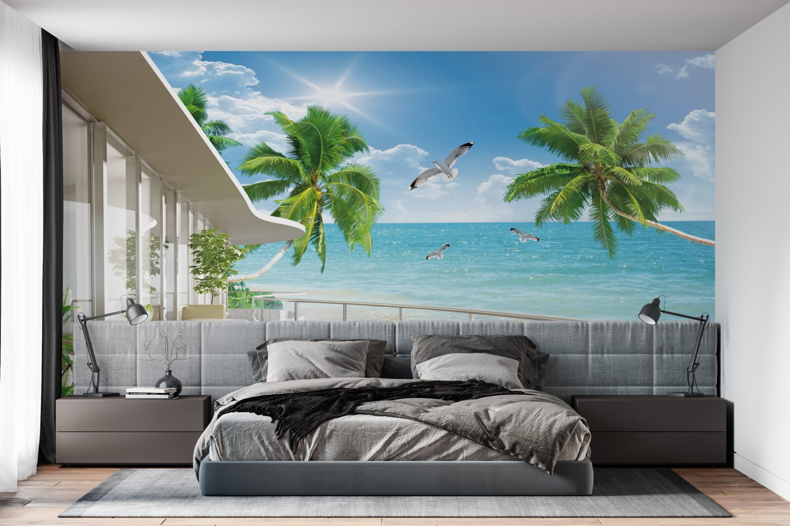 Papier peint villa de luxe au bord de la mer