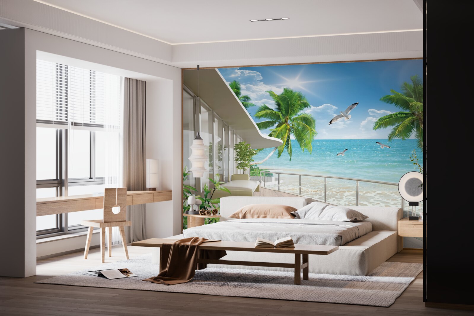 Papier peint villa de luxe au bord de la mer