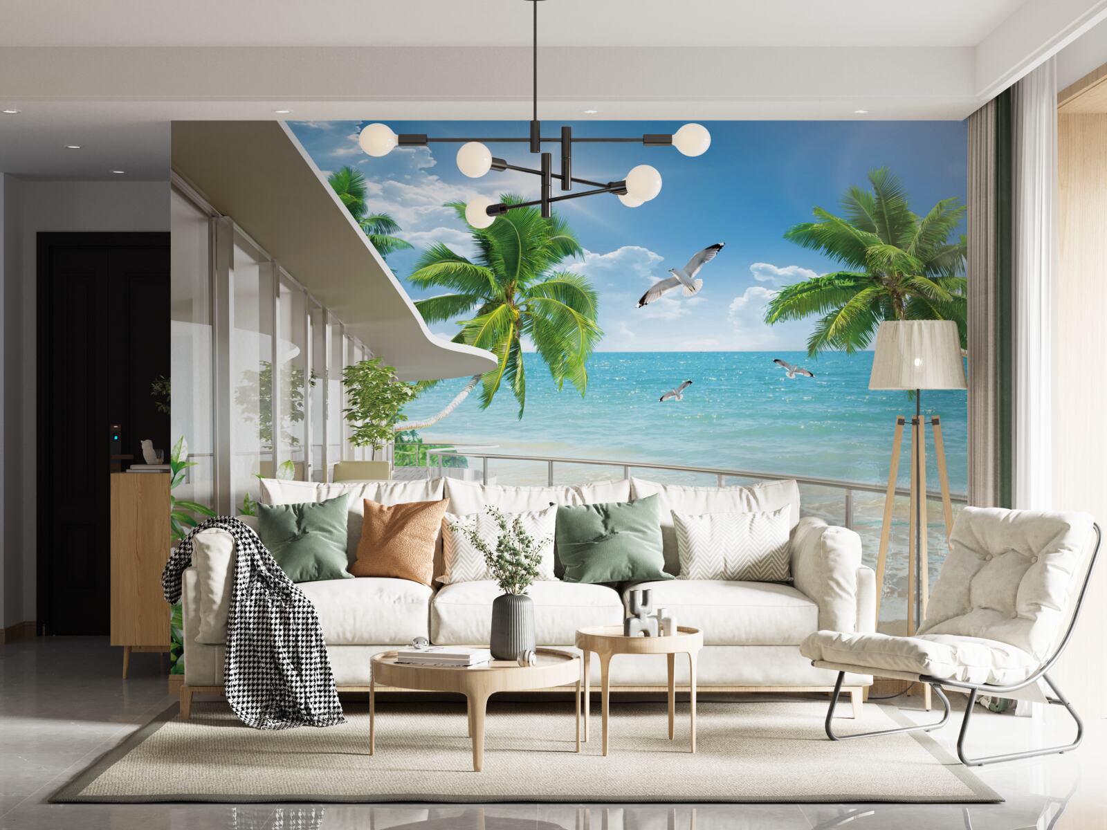 Papier peint villa de luxe au bord de la mer