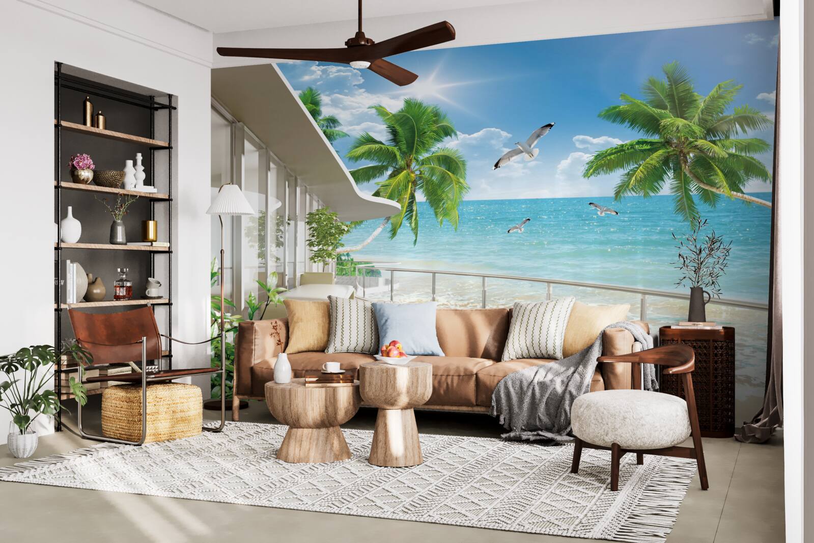 Papier peint villa de luxe au bord de la mer