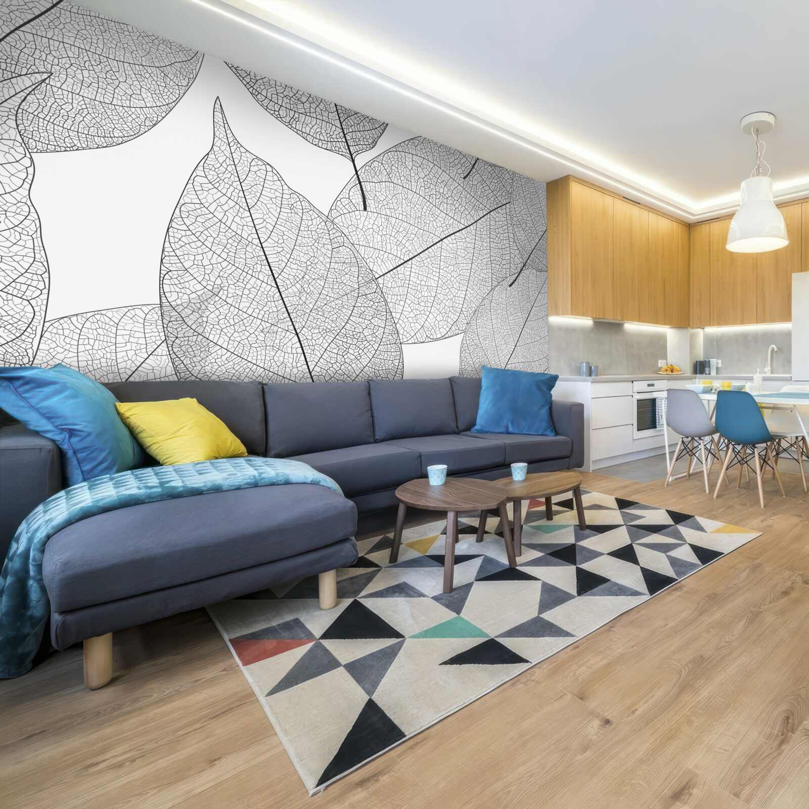 Papier peint grandes feuilles transparentes