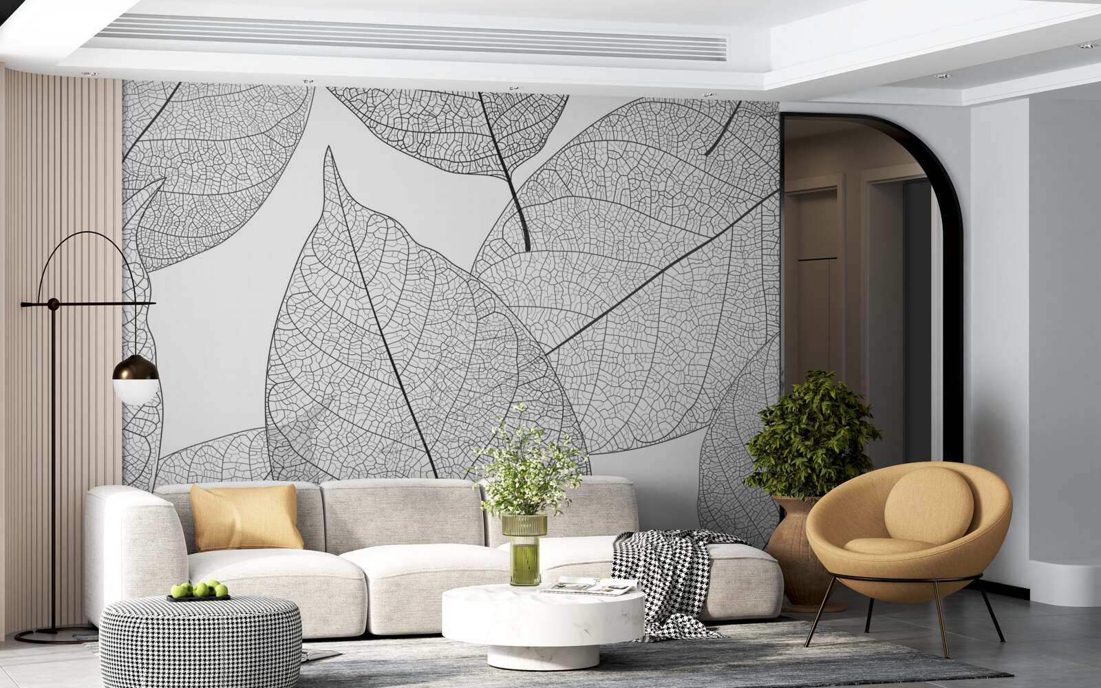 Papier peint grandes feuilles transparentes