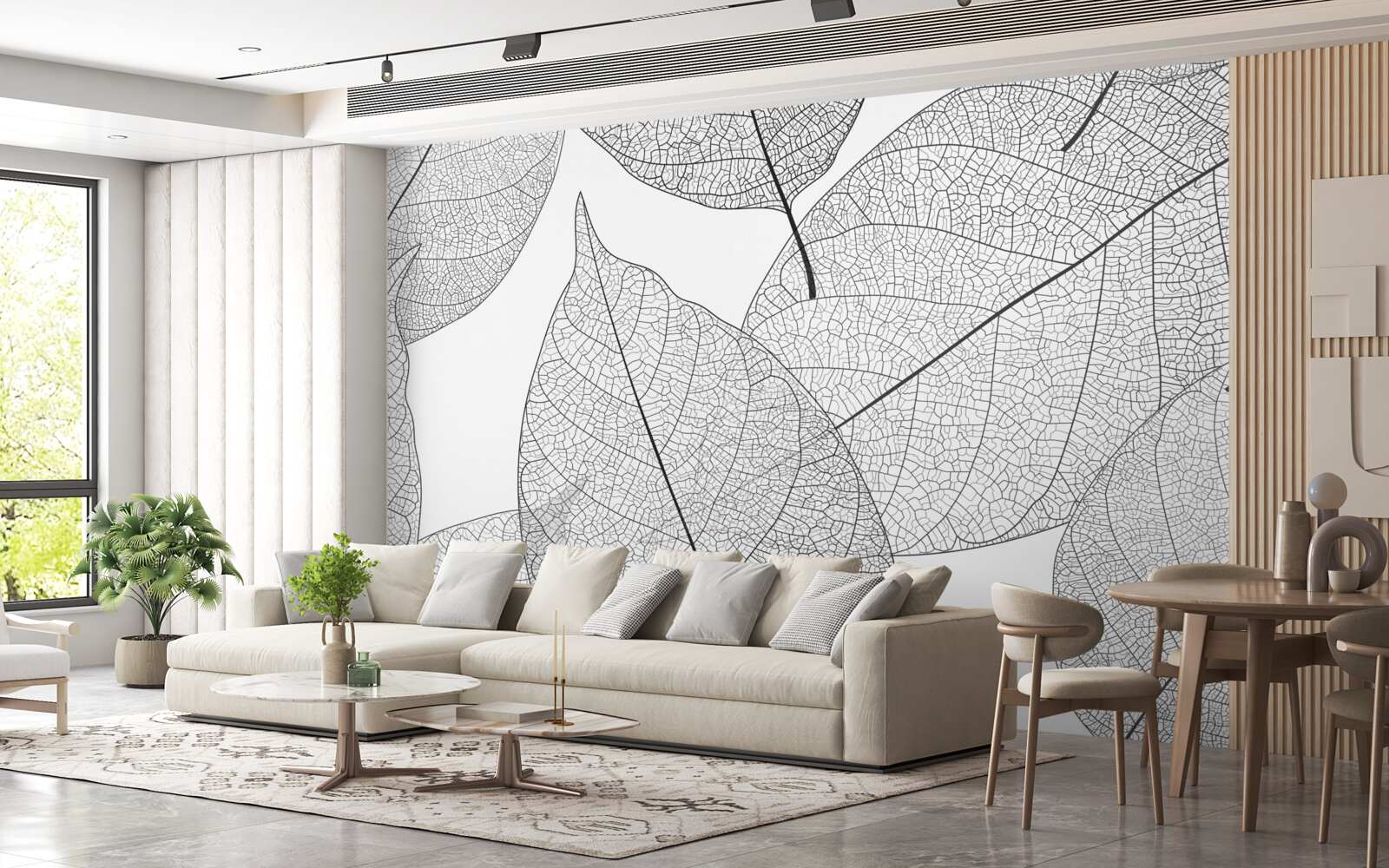 Papier peint grandes feuilles transparentes