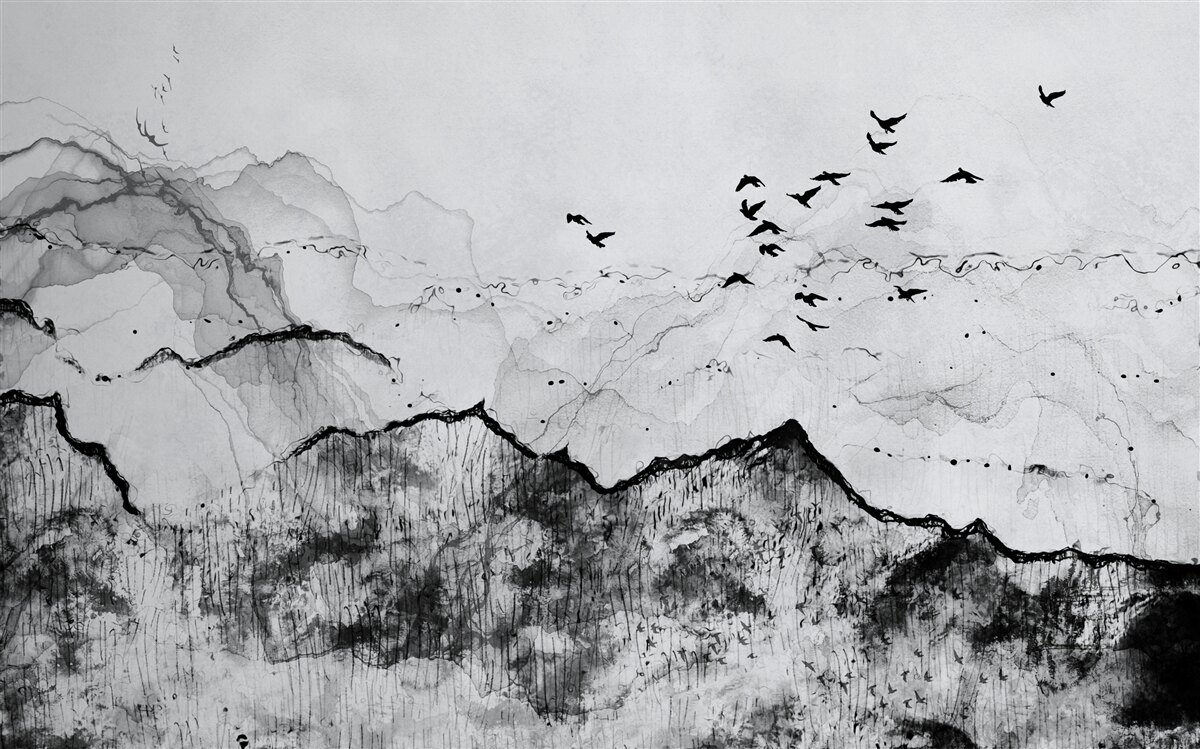 Papier peint écriture à l'encre de style vintage