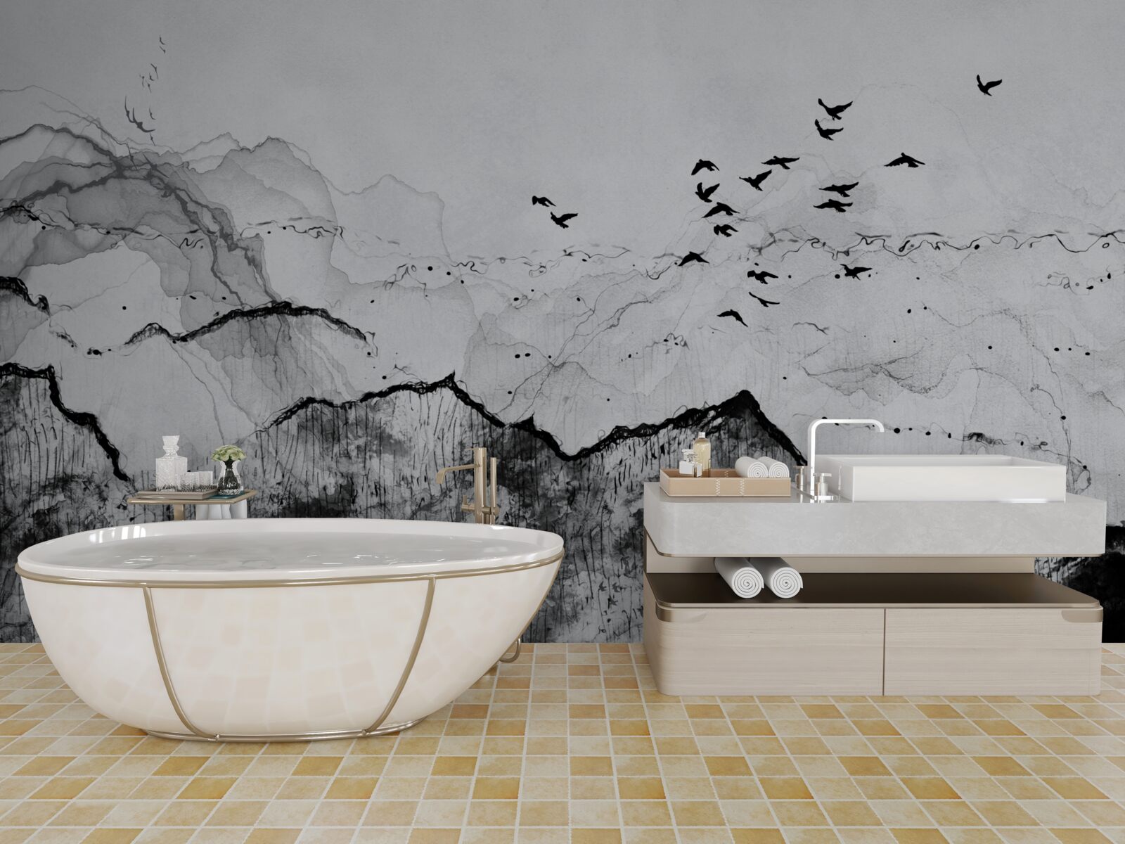 Papier peint écriture à l'encre de style vintage